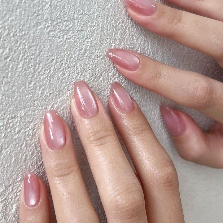 Pink Glitter Cat Eye Deluxe Semi Cured Gel Nail Strips | Dusk Rose - 3587