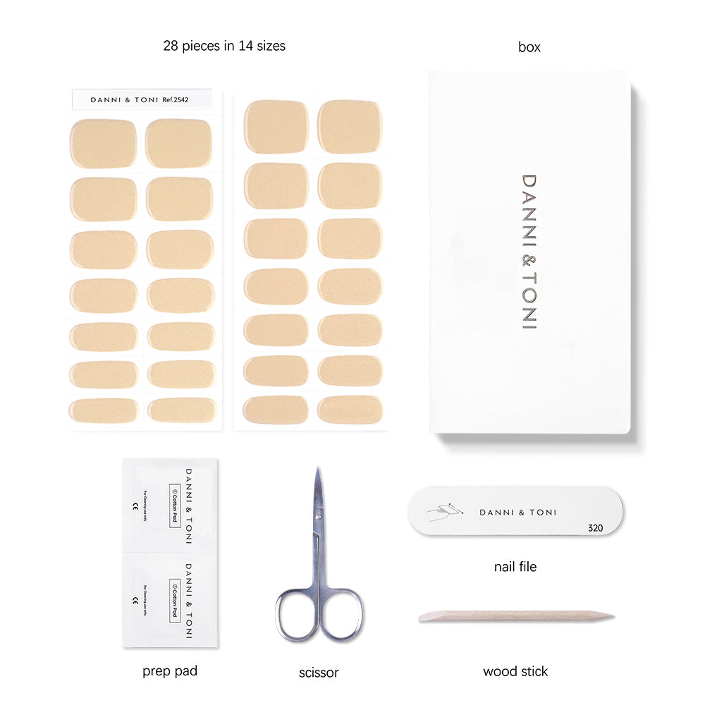 Champagne Sparkle Semi-Cured Gel Nail Strips | Serene Sunset - 2542