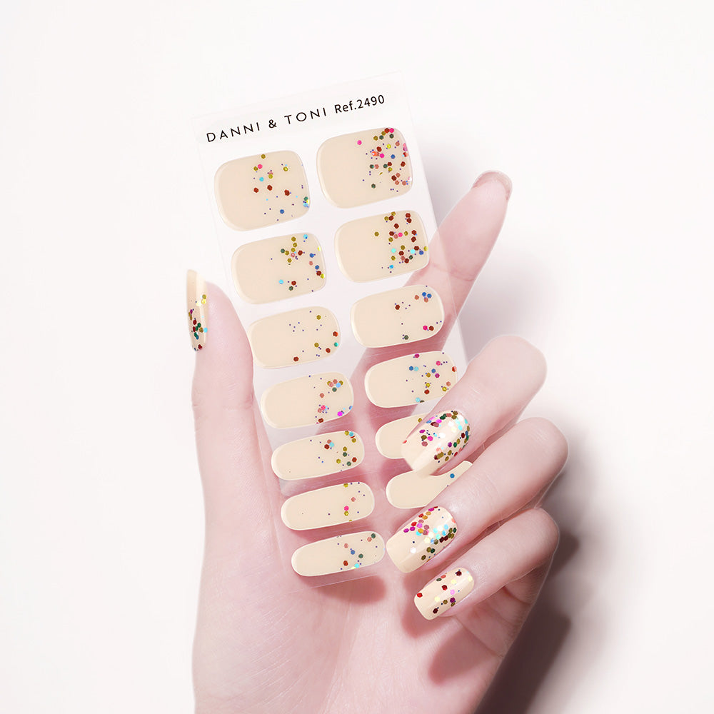 Multicolored Sparkles Semi-Cured Gel Nail Strips | Alluring - 2490