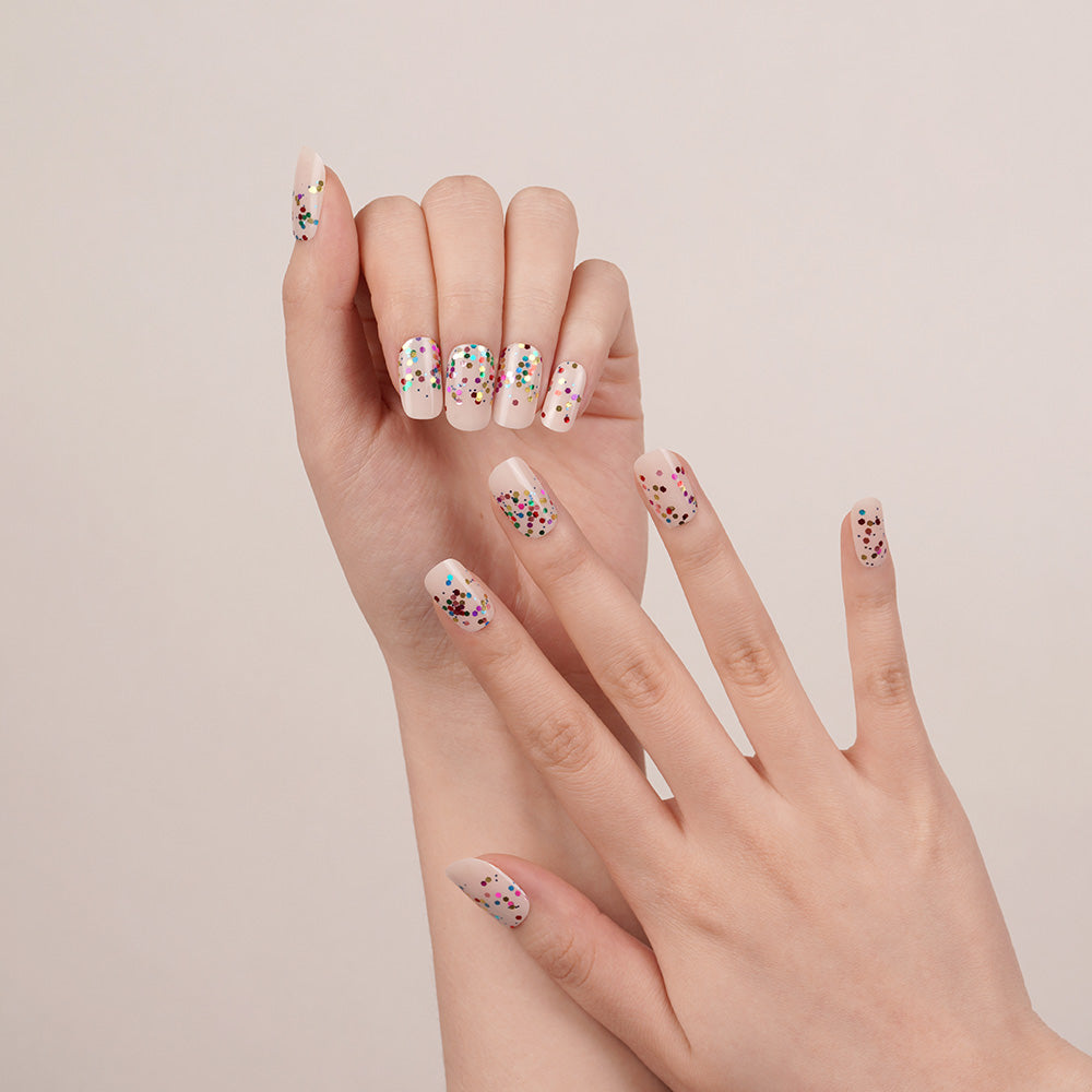 Multicolored Sparkles Semi-Cured Gel Nail Strips | Alluring - 2490