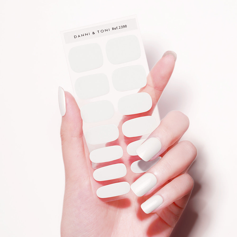Classic Chic Matte WhiteSemi Cured gel nail strips | Moonlit Frost - 2390