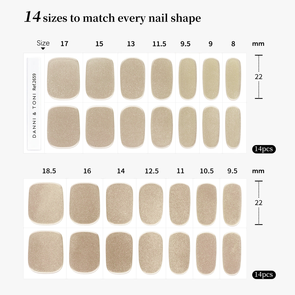 Semi-Transparent Gold Effect Glitter Gel Nail Strips | Golden Veil - 2659