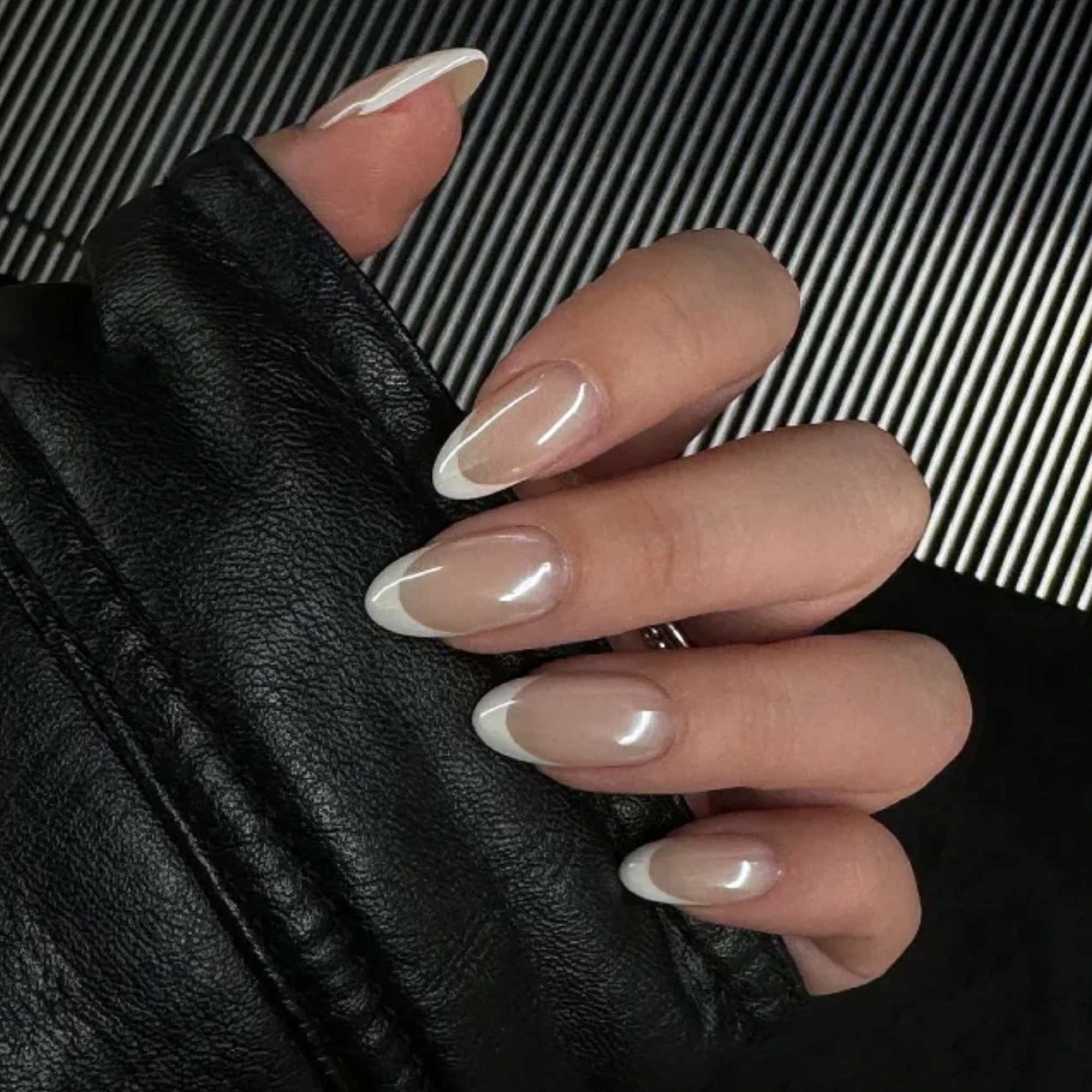 Clear Glaze Chrome French Tip Gel Nail Strips | Lily Grace - 2666