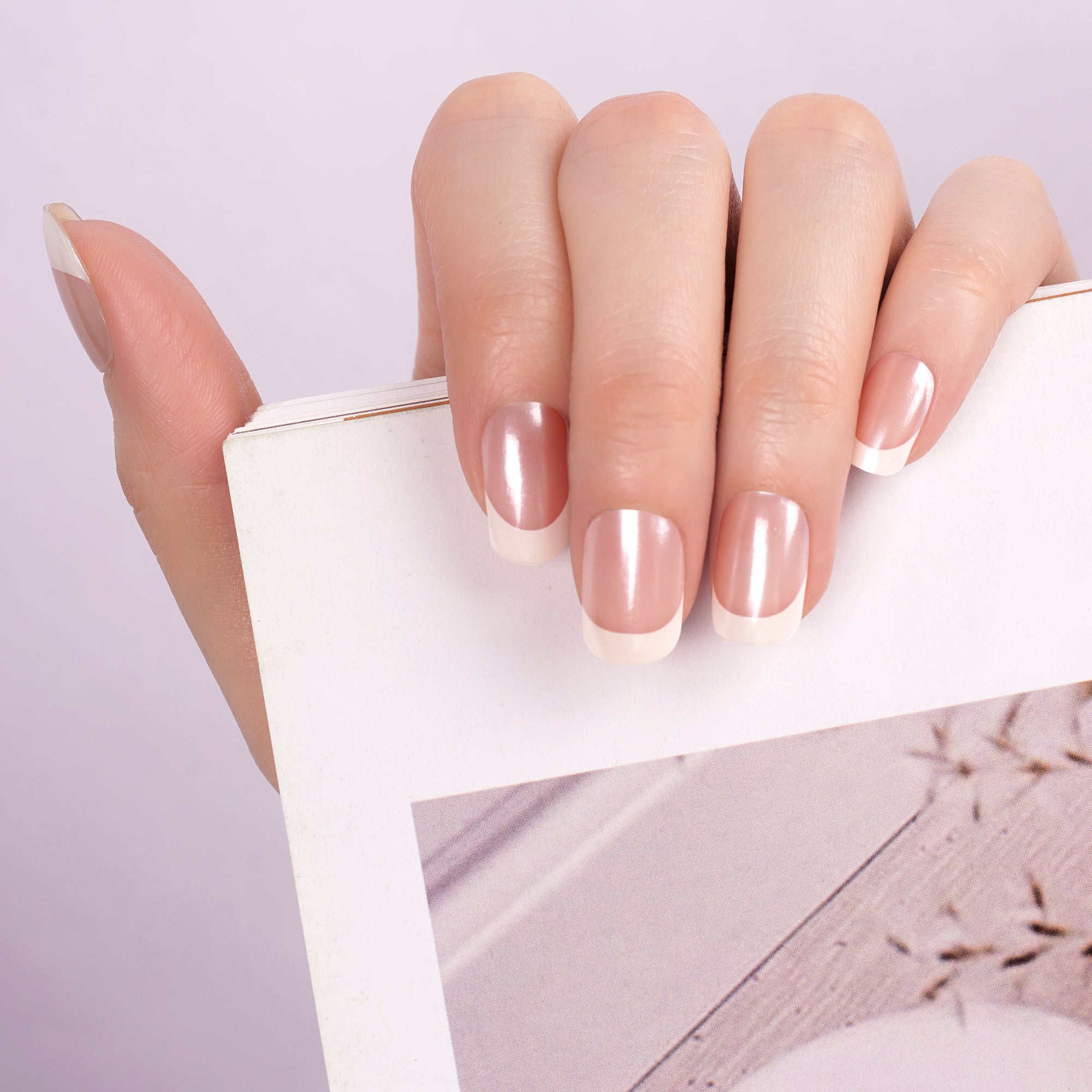 Clear Glaze Chrome French Tip Gel Nail Strips | Lily Grace - 2666