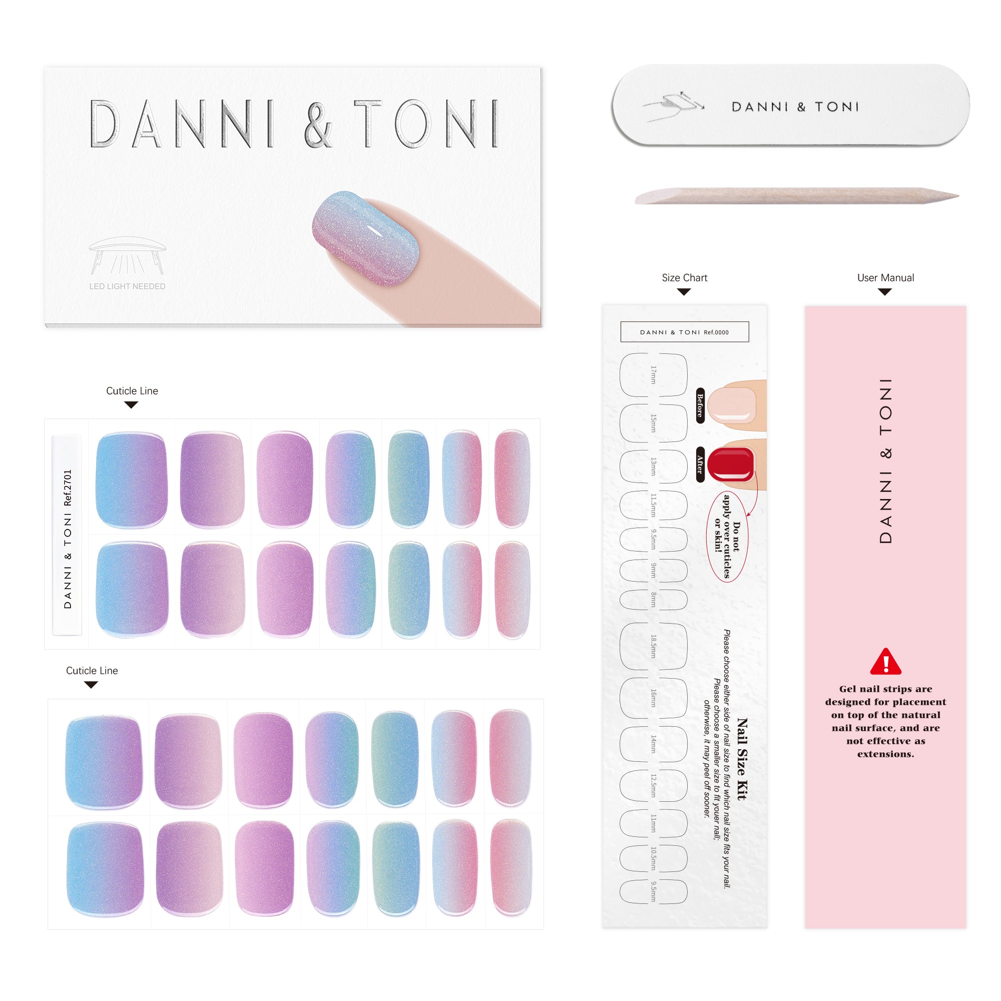 Iridescent Rainbow Gel Nail Strips with Dreamy Color Shift Shine | Magic Hues-2701