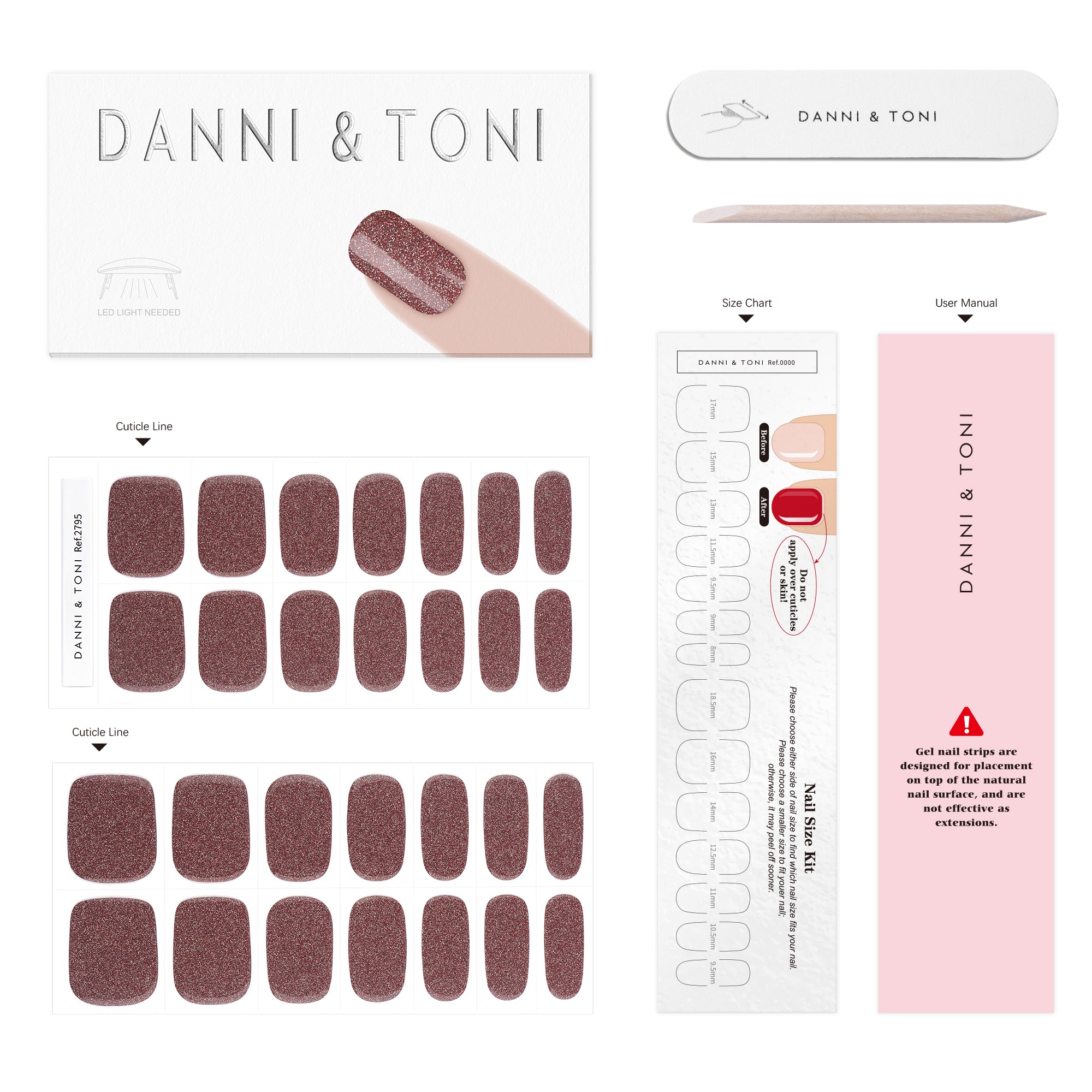 Glittering Coffee Brown Gel Nail Strips | Mocha Sparkle-2795