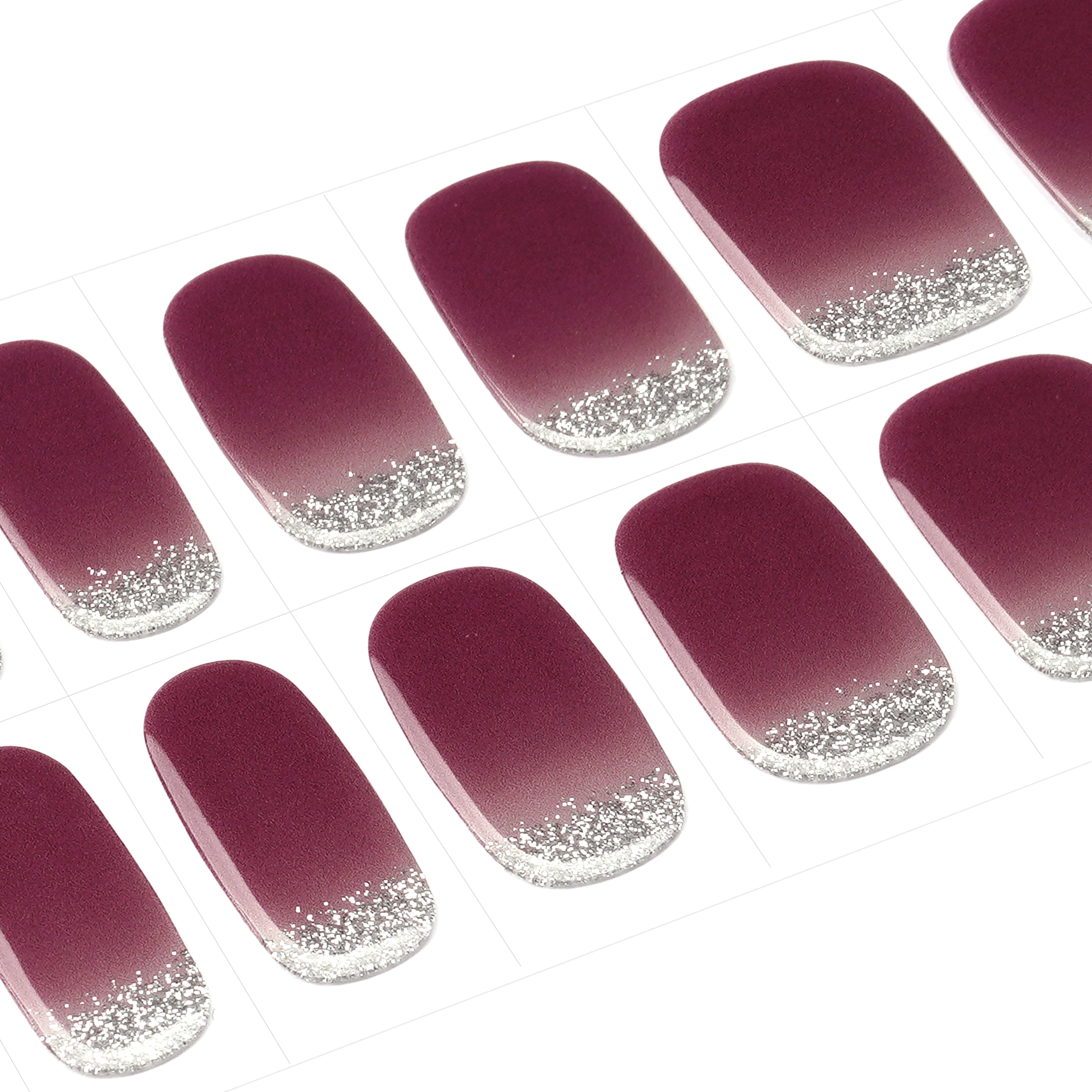 Icy Plum Shimmer Semi-Cured Gel Nail Strips | Plum Frost-2806