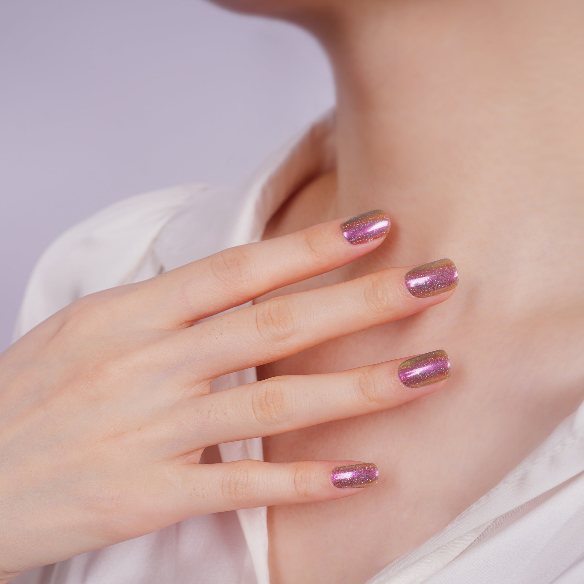 Shimmering Pearl Glow Gel Nail Strips for a Soft, Enchanting Look | Iridescent Charm-2826