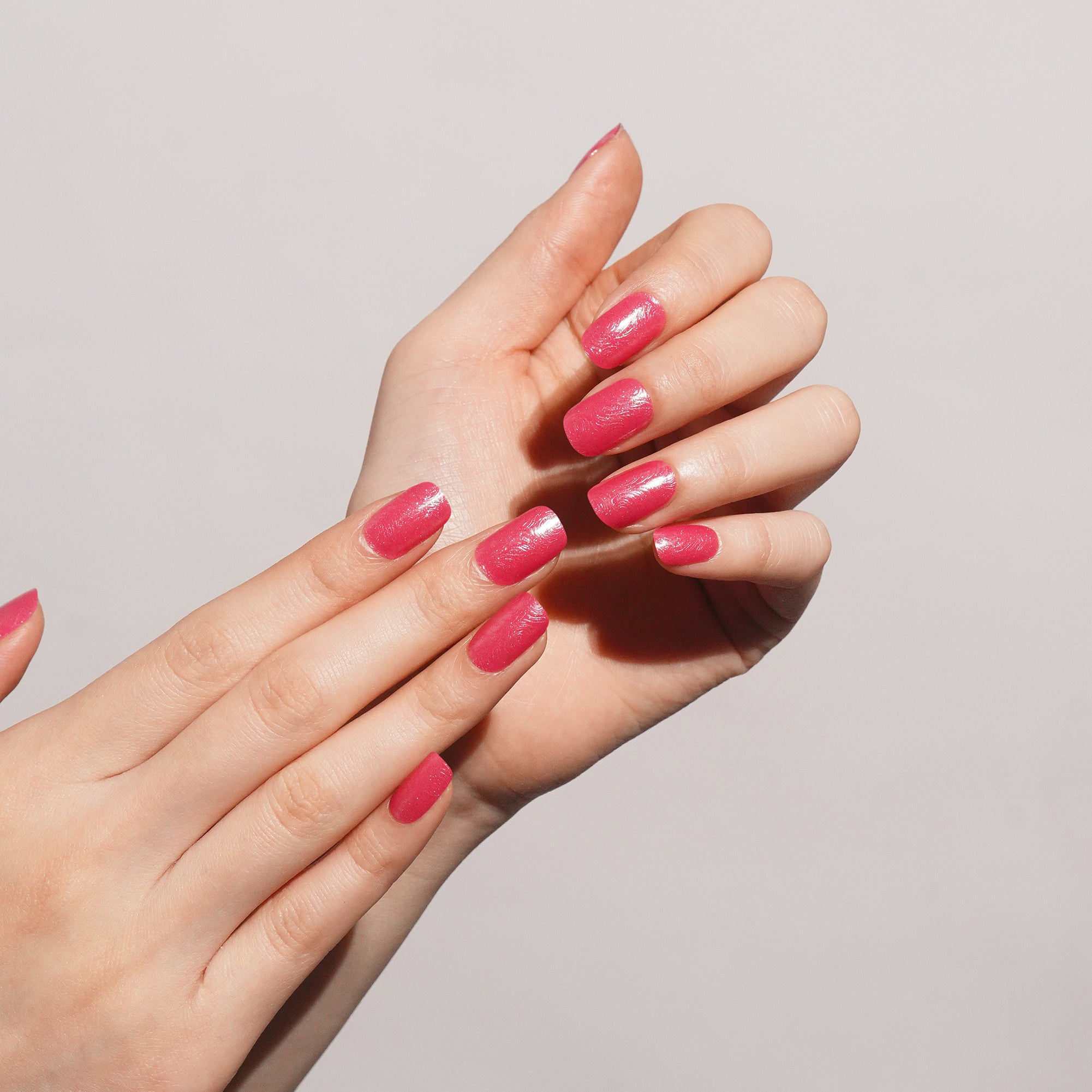 Radiant Floral Pink Gel Nail Strips with Soft Shimmer Elegance | Glow Petal-2893
