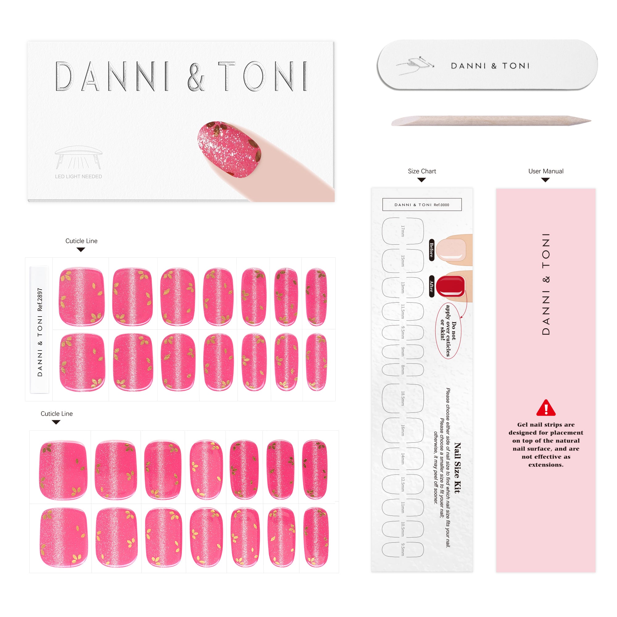 Elegant Rose Pink Gel Nail Strips with Luxe Gloss Finish | Regal Rose-2897