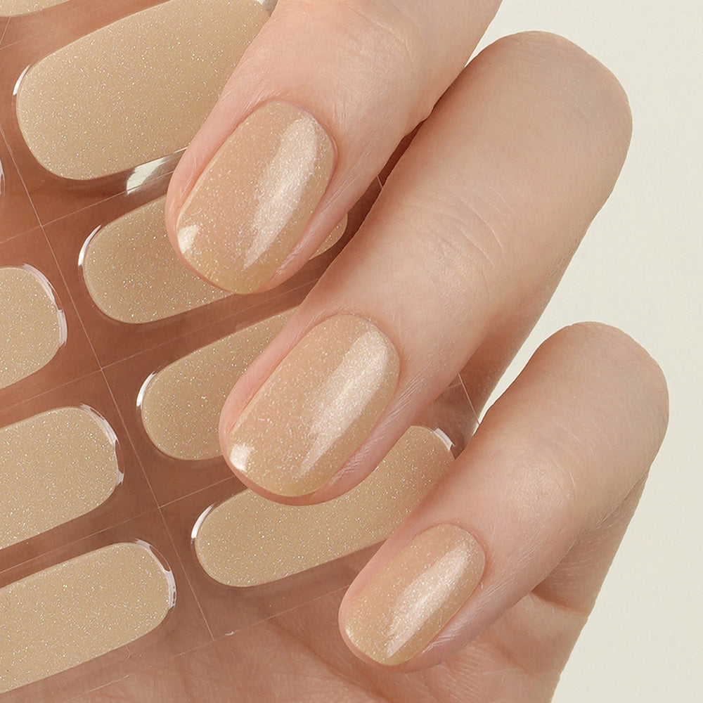 Champagne Sparkle Semi-Cured Gel Nail Strips | Serene Sunset - 2542