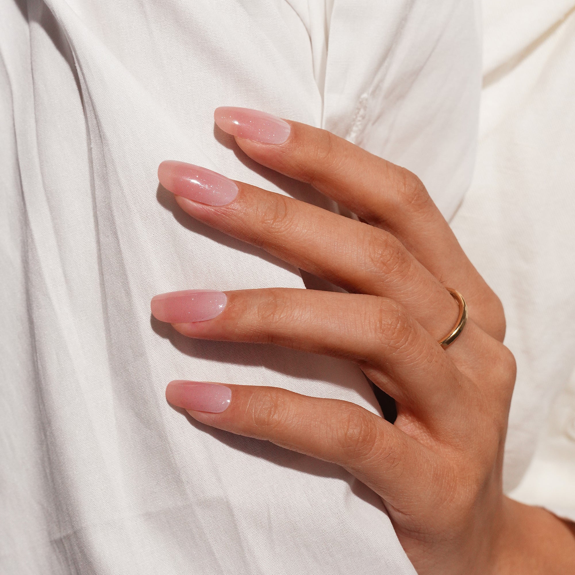 Elegant Ivory Gel Nail Strips with Soft Shimmer Pearl Finish | Ivory Dust-2913