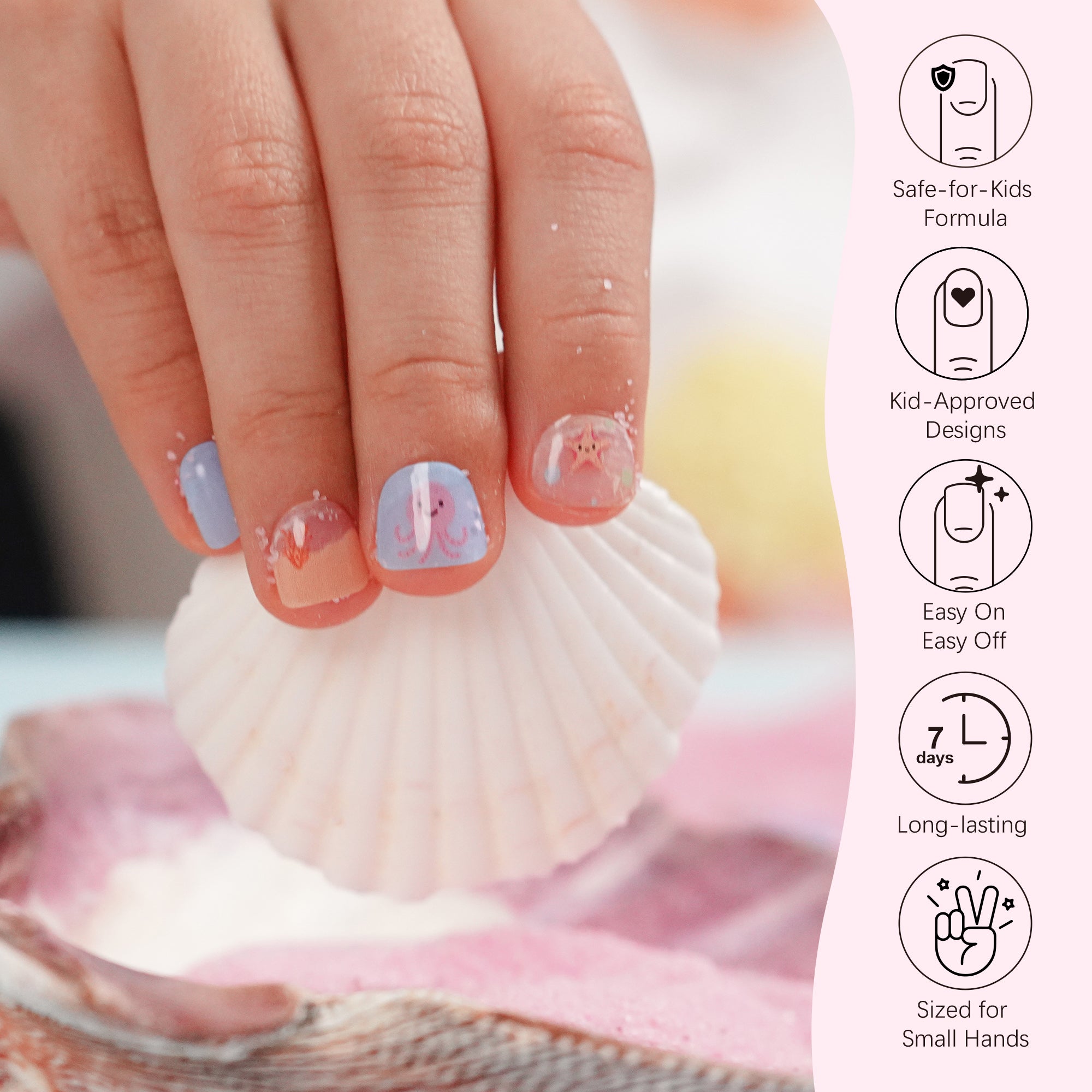 Shimmery Gel Nail Strips for Kids | Ocean Spark-2884