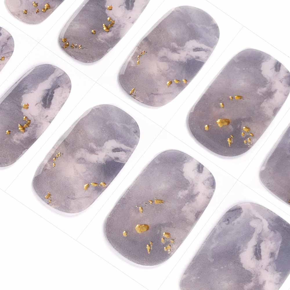 Lavender Dreams Marble Semi Cured Gel Nail Strips with Gold Flecks | Milky Way Maven - 3493