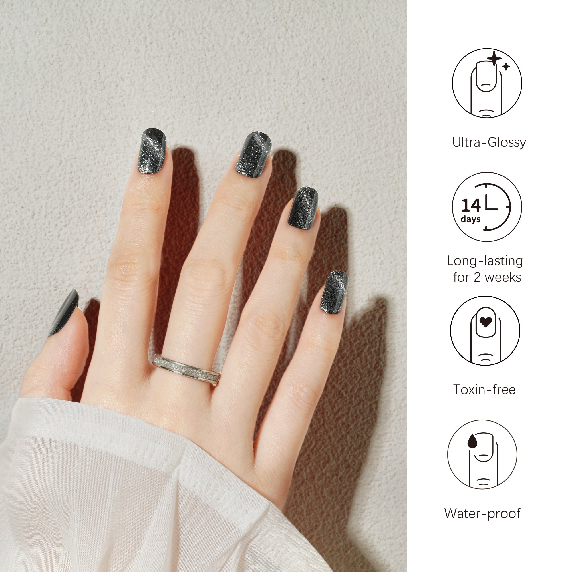 Starry Night Glitter Semi Cured Gel Nail Strips | Light the Dark - 3518