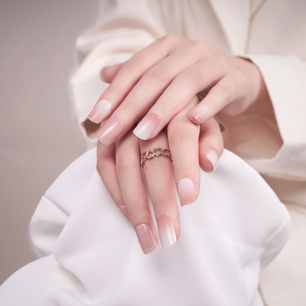Engagement Nails with Pale Pink Glitter