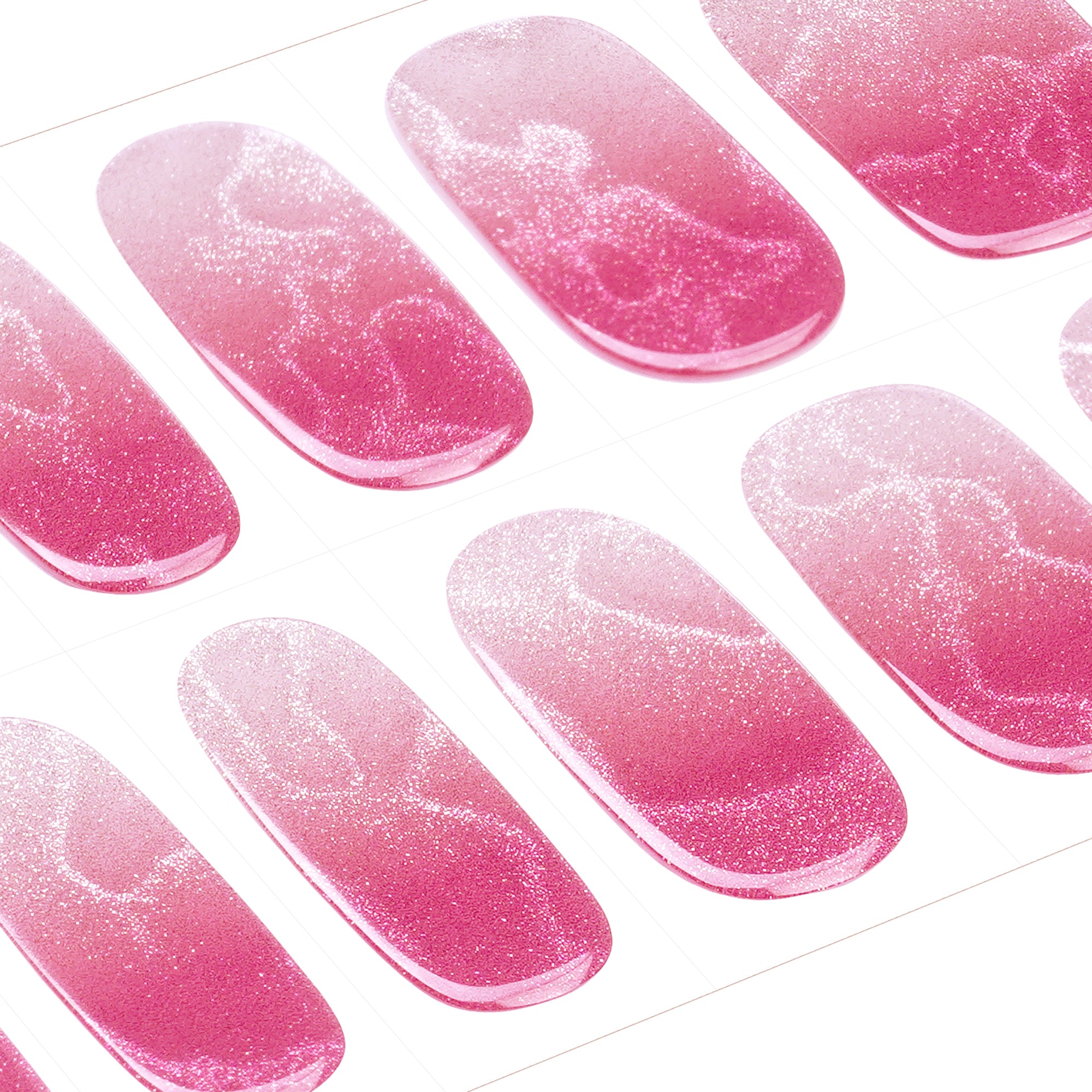Soft Pink Wave Gel Nail Strips with Glossy Ripple Shine | Pink Ripple-2905