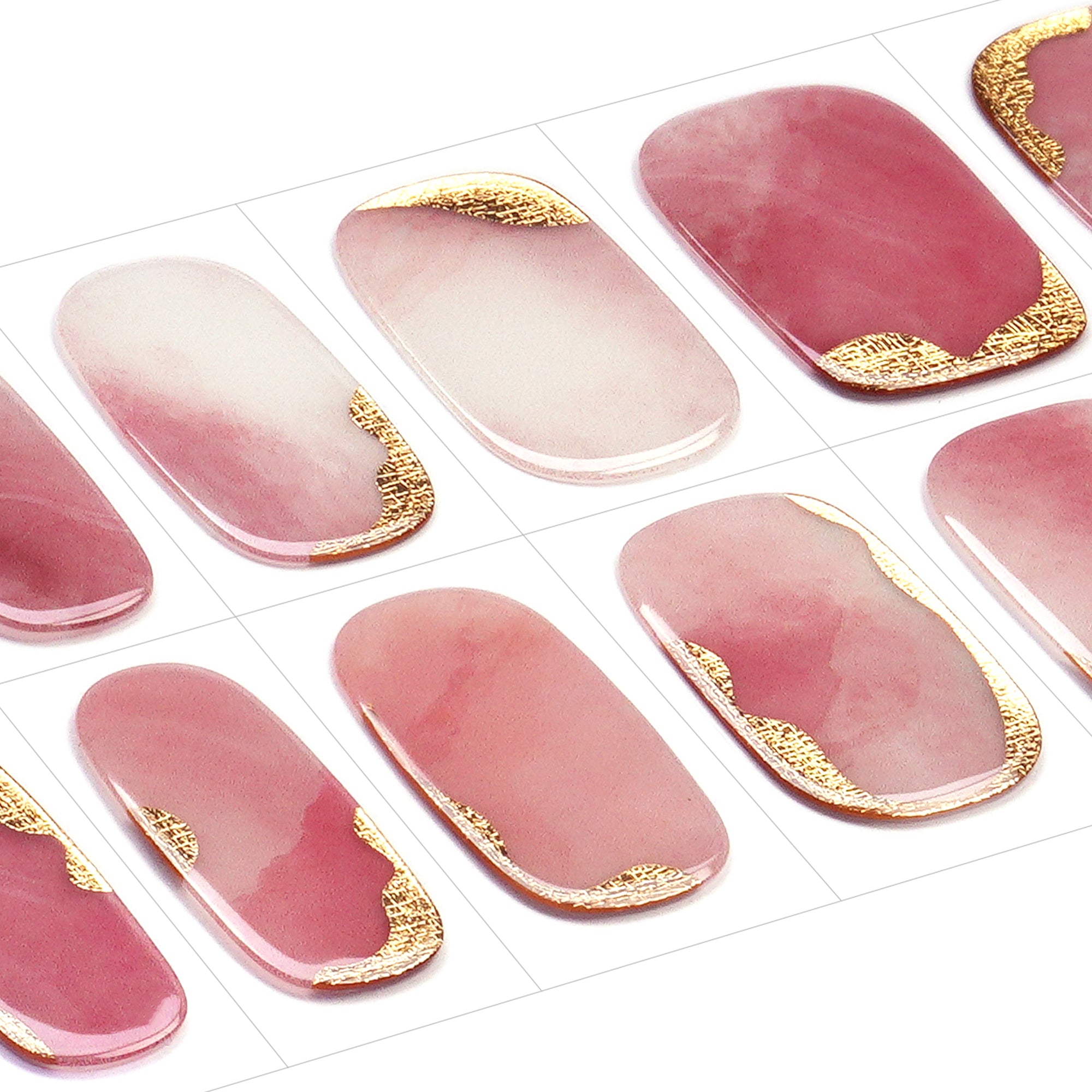 Rosy Marbles – Elegant Pink Marble Semi-Cured Gel Nail Strips | Rosy Marbles - 2912