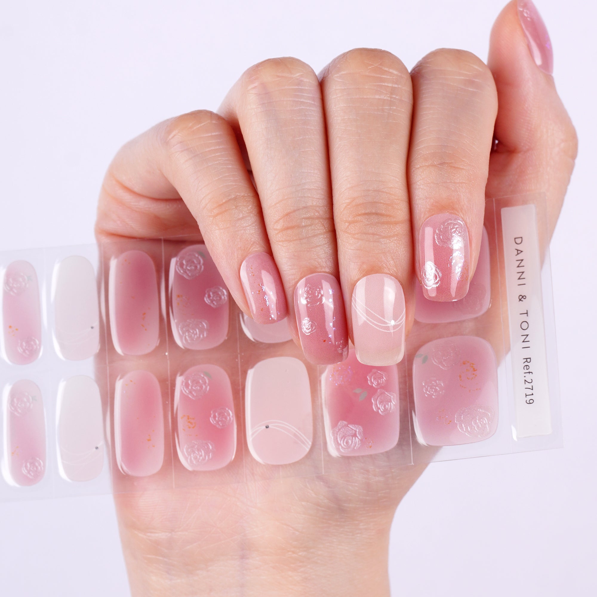Soft Blush Floral Gel Nail Strips Inspired by Spring Petals | Petal Kiss-2719