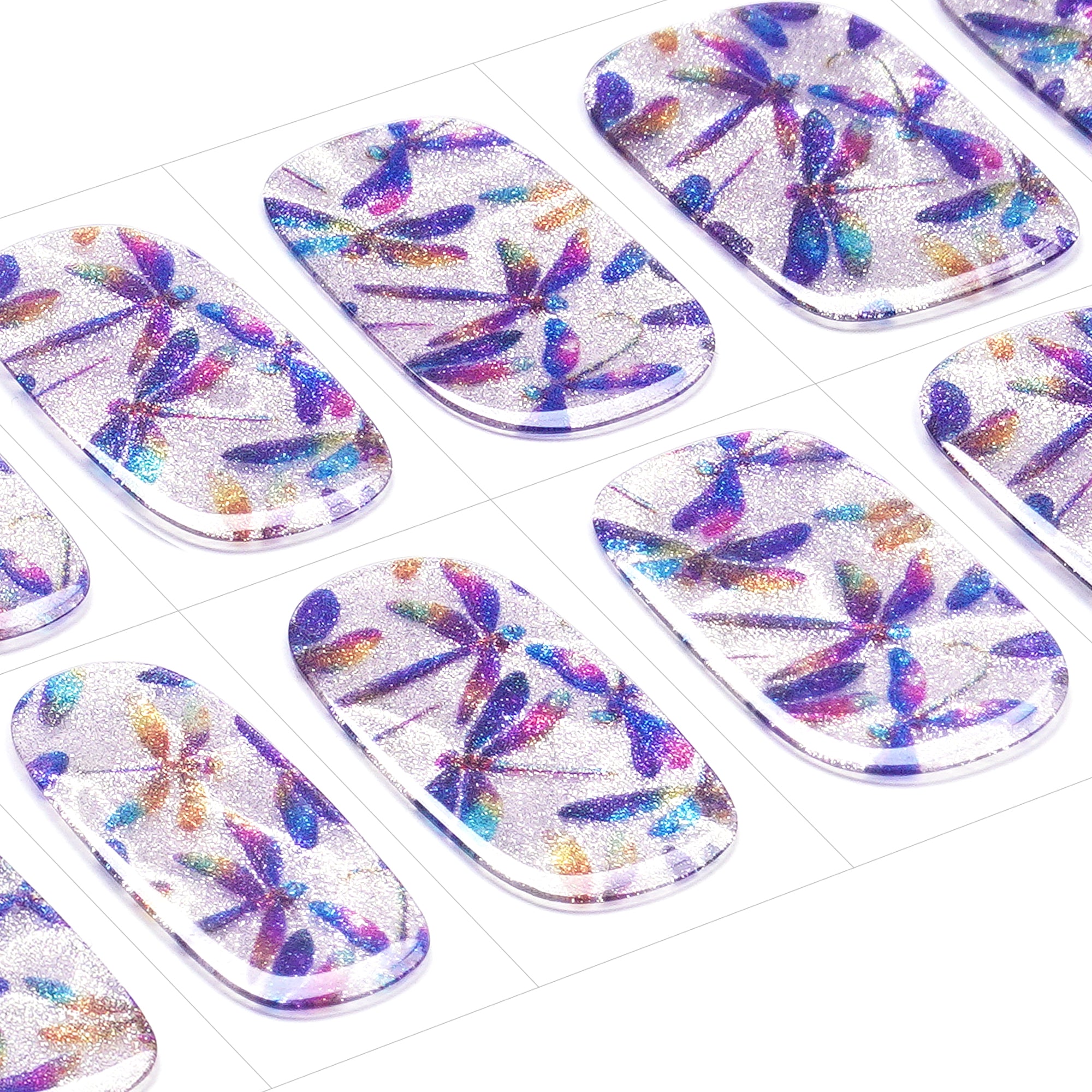 Iridescent Fairy Blue Gel Nail Strips with Dragonfly Shimmer Glow | Dragonfly Dream-2904