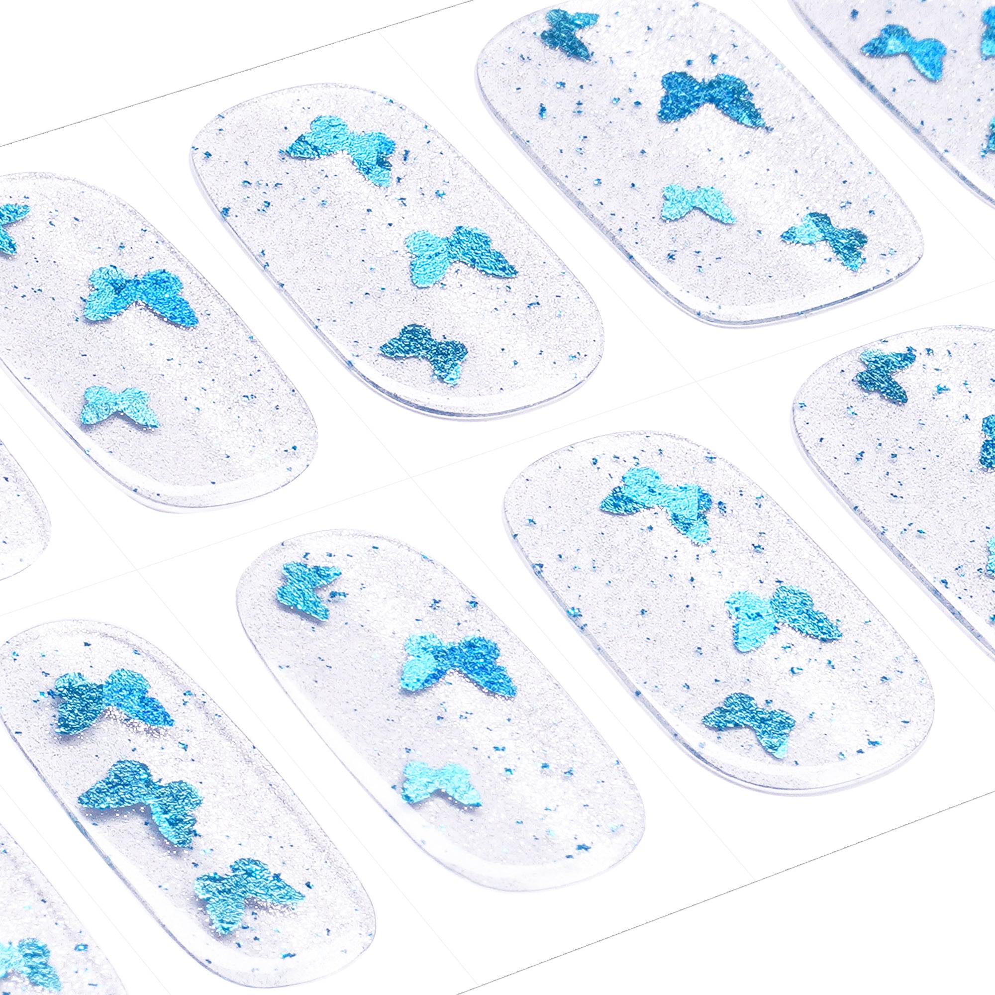 Shimmering Butterfly Pink Gel Nail Strips with Luminous Sparkle Finish | Glowing Flutter-2898