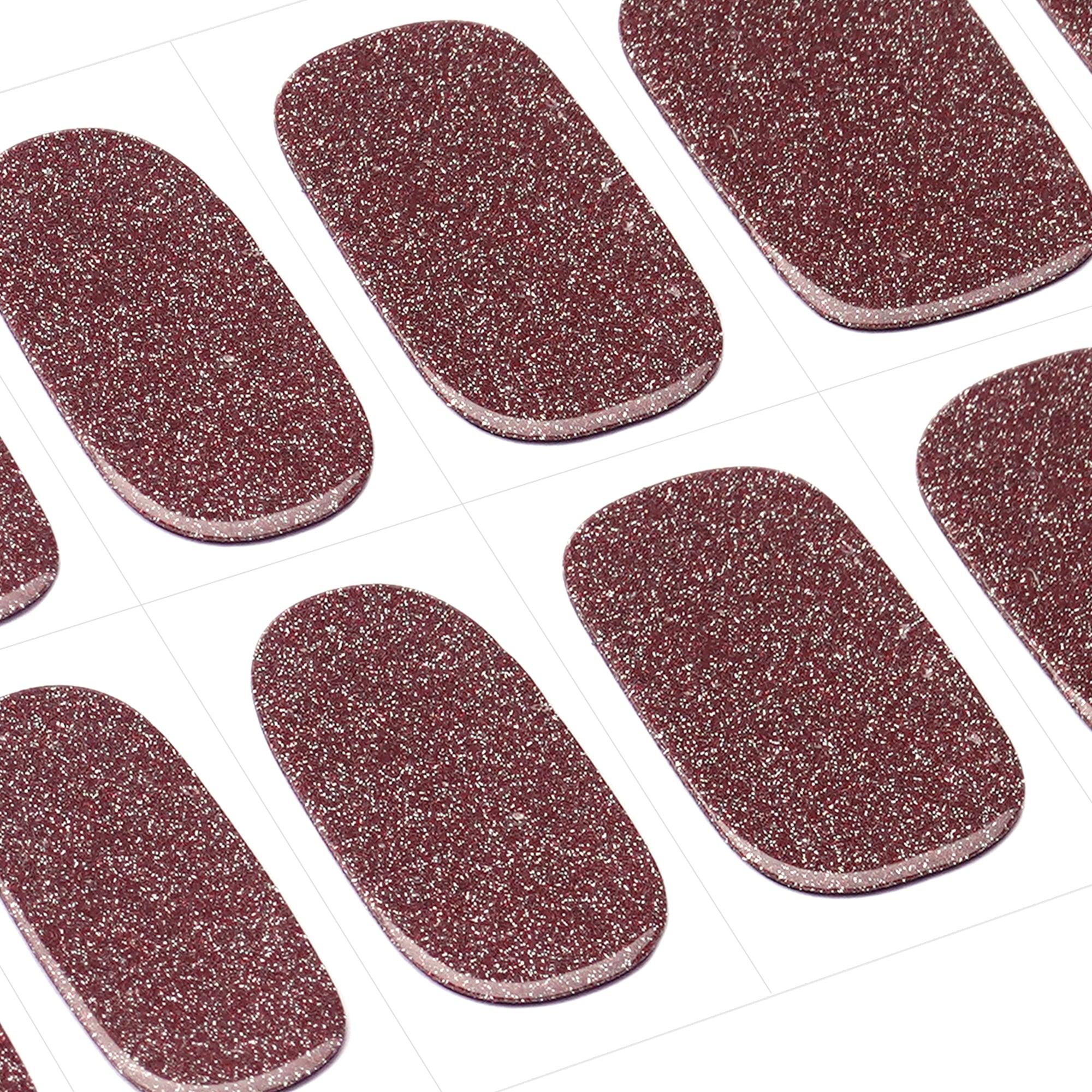 Glittering Coffee Brown Gel Nail Strips | Mocha Sparkle-2795