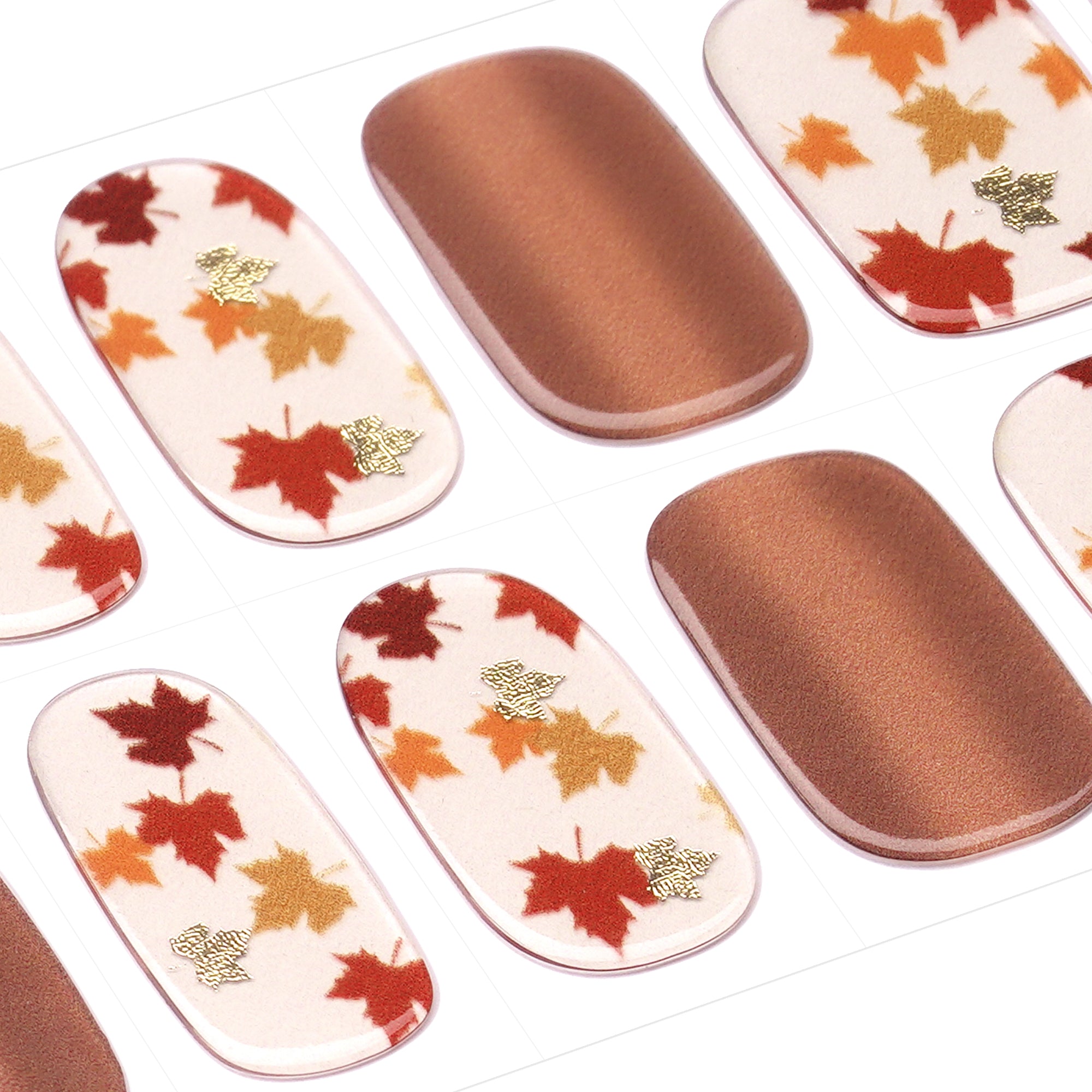 Warm Autumn Red Gel Nail Strips | Maple-2811