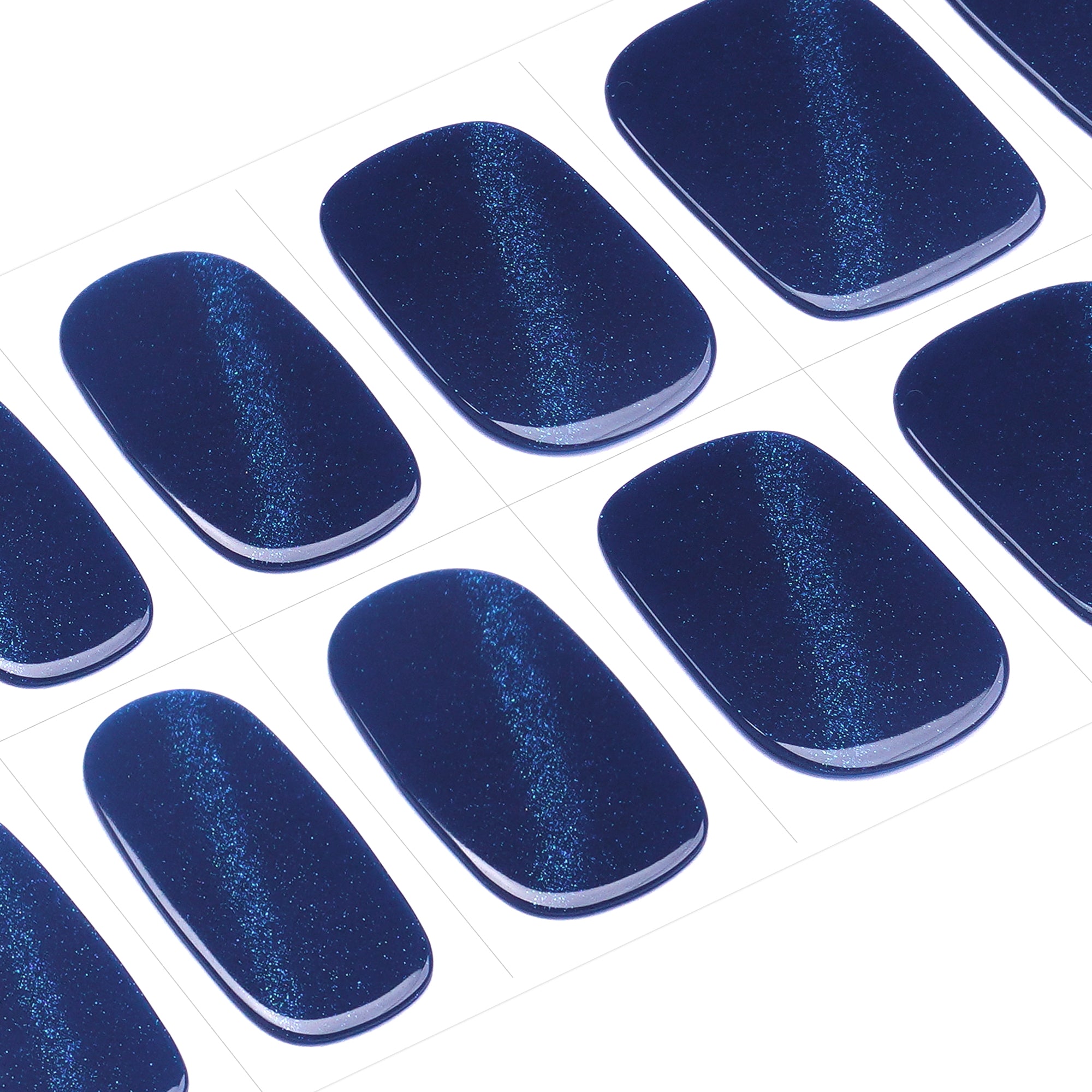 Deep Navy Blue Gel Nail Strips with Subtle Shimmer and Modern Elegance | Abyssal Glint-2833
