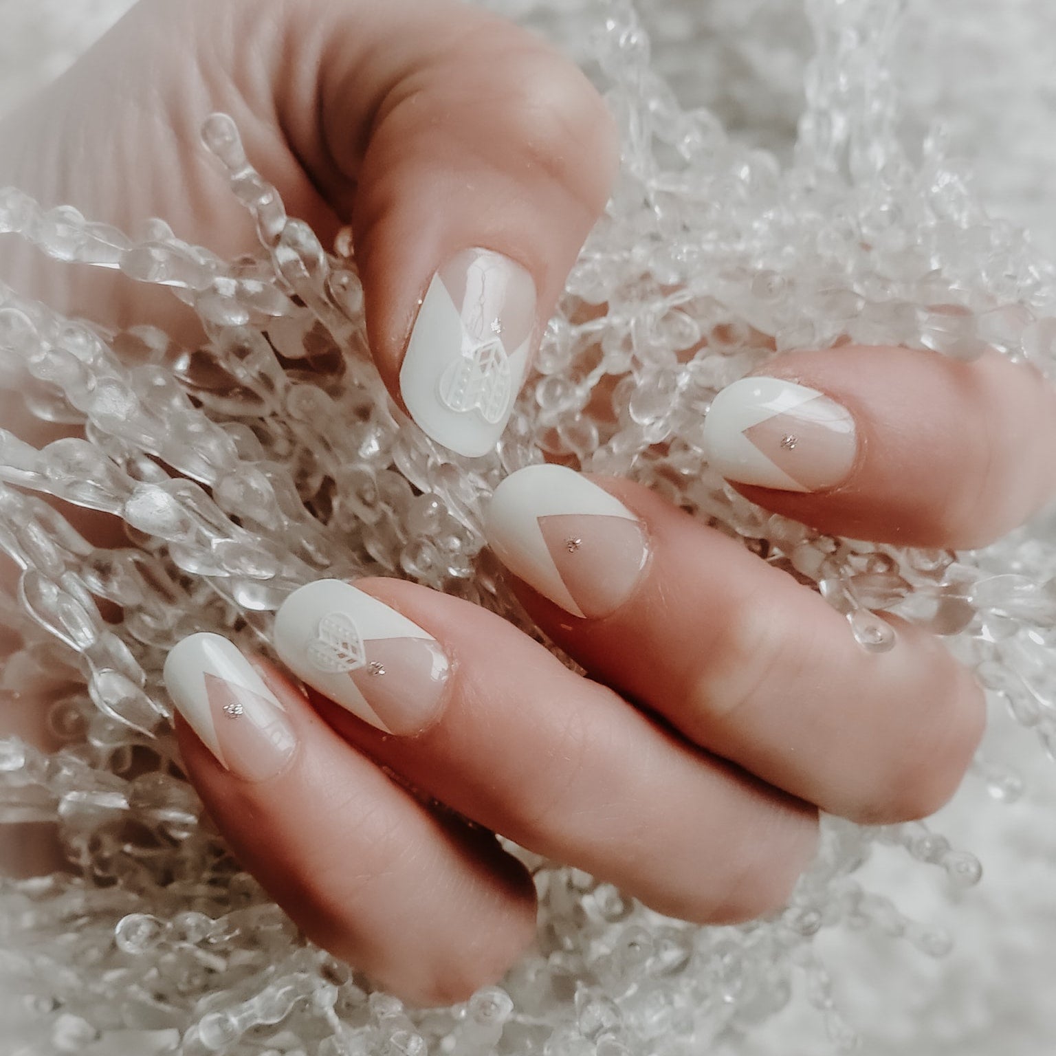Classic French White Gel Nail Strips with Clean Bridal Gloss Finish | Crisp Vow-2927
