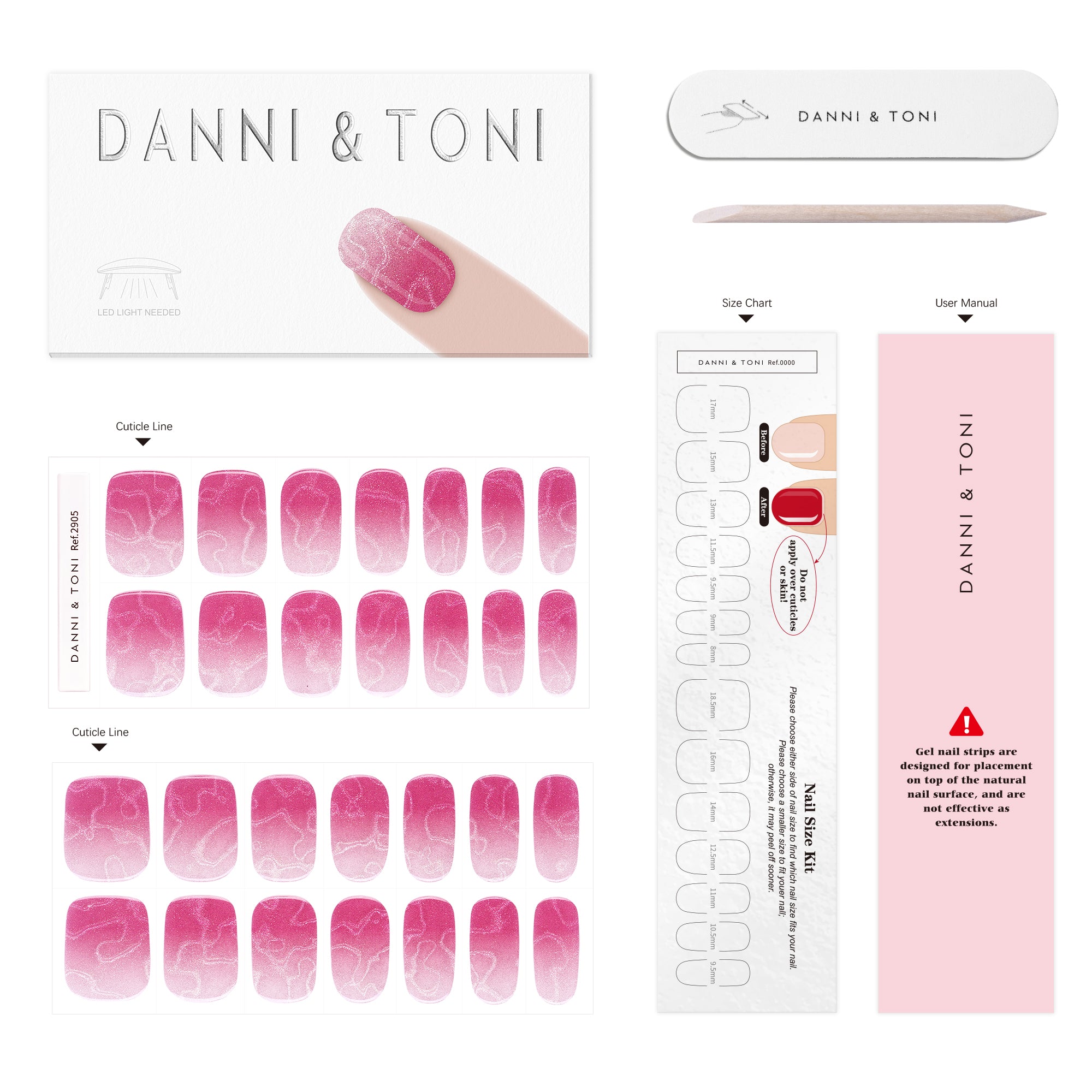 Soft Pink Wave Gel Nail Strips with Glossy Ripple Shine | Pink Ripple-2905