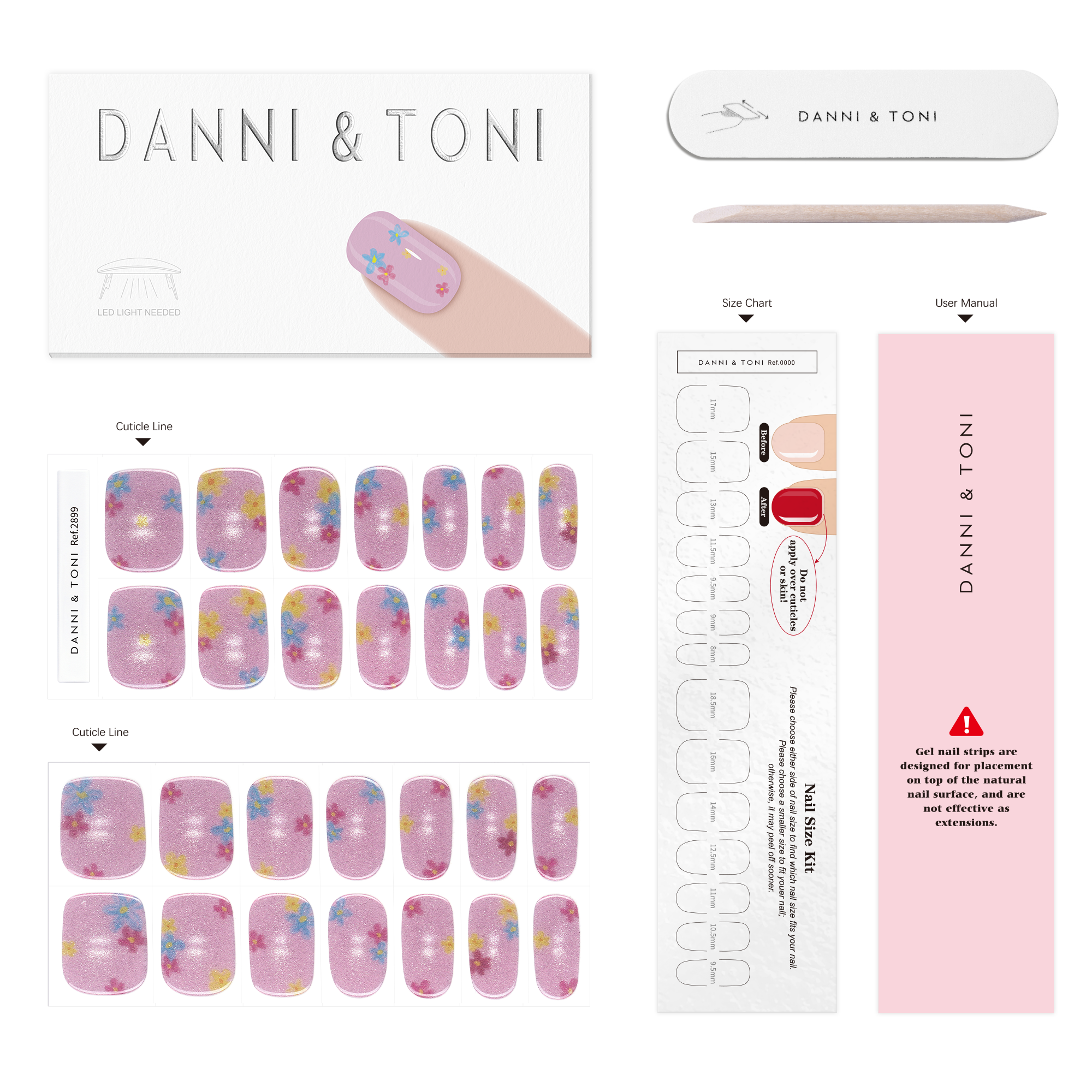 Enchanting Floral Pink Gel Nail Strips with Fairy Shimmer Glow | Fairy Bloom-2899