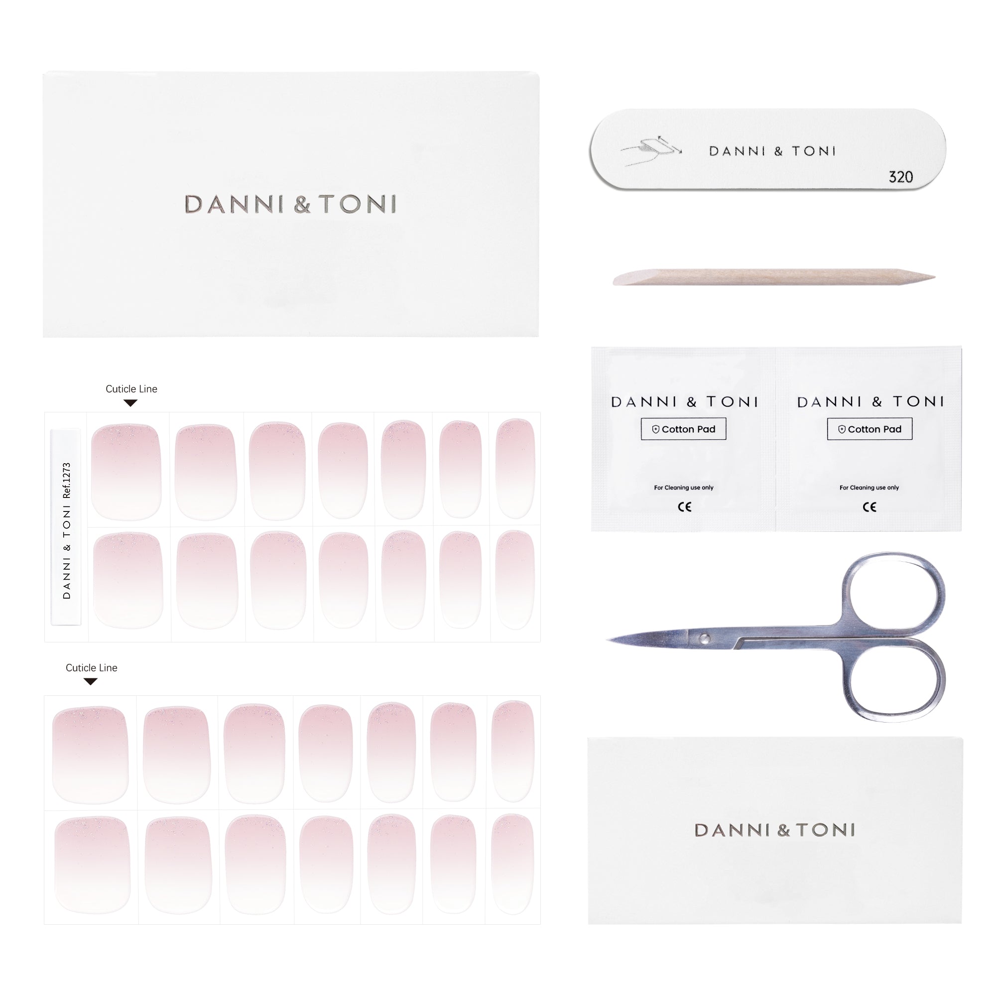 Glitter Ombre French Tip Semi Cured Gel Nail Strips | In the Mood for Love - 1273