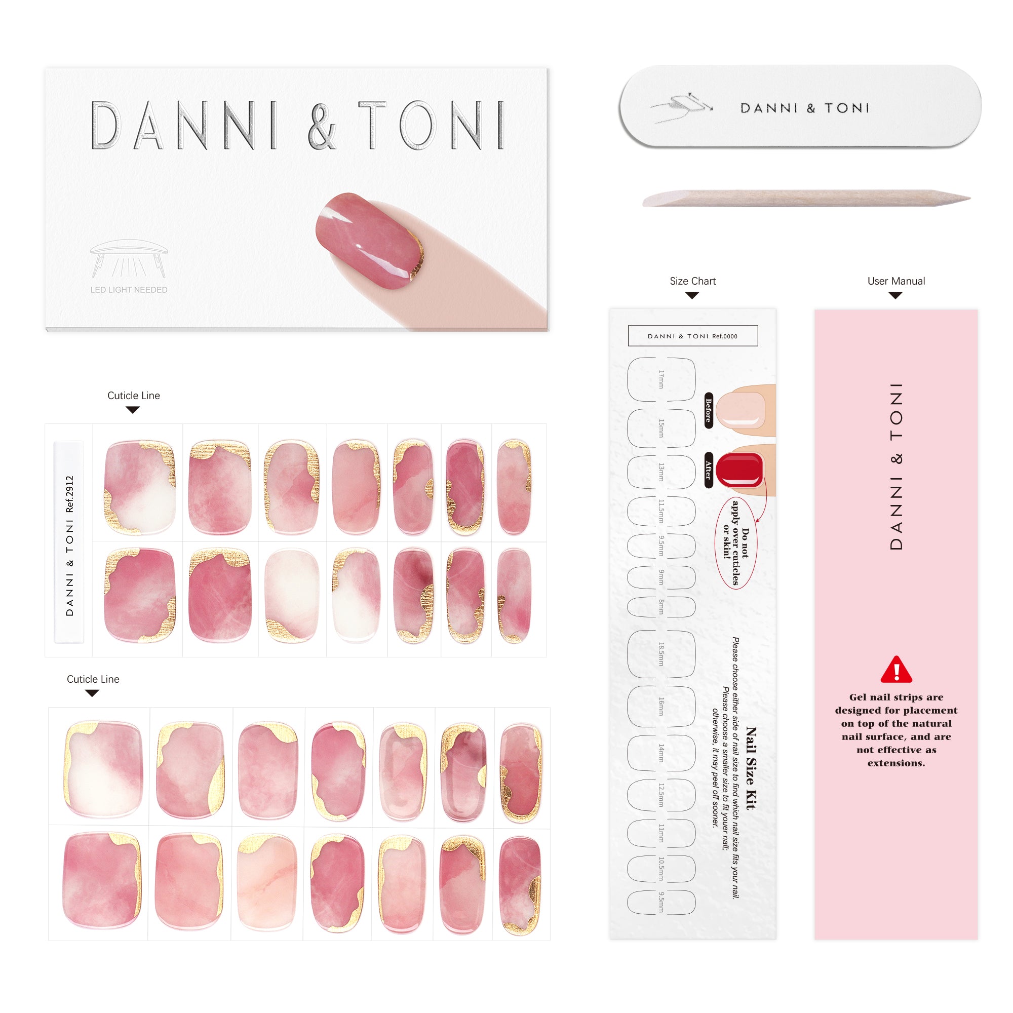 Rosy Marbles – Elegant Pink Marble Semi-Cured Gel Nail Strips | Rosy Marbles - 2912