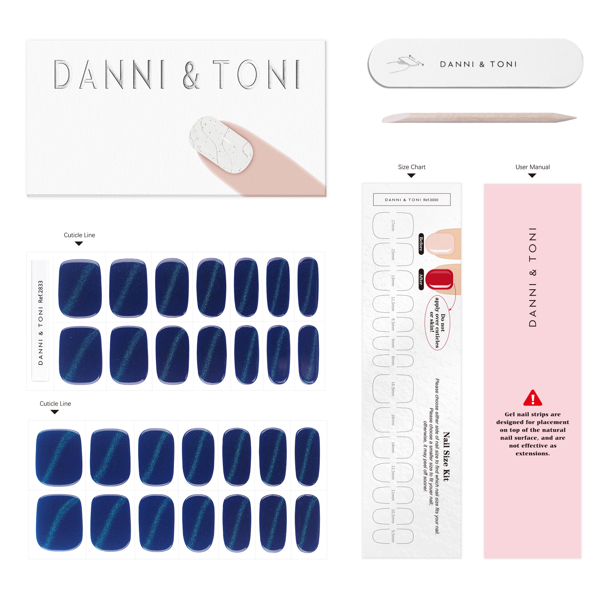 Deep Navy Blue Gel Nail Strips with Subtle Shimmer and Modern Elegance | Abyssal Glint-2833