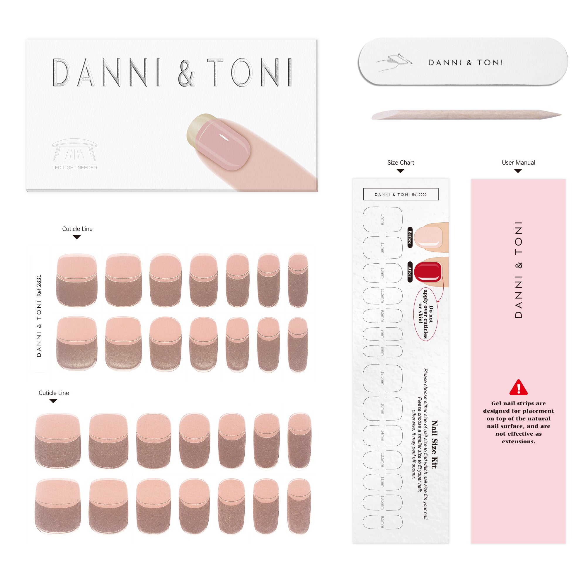 Soft Pink & Gold Foil Gel Nail Strips for a Romantic, Luxurious Look | Gilded Blush-2831