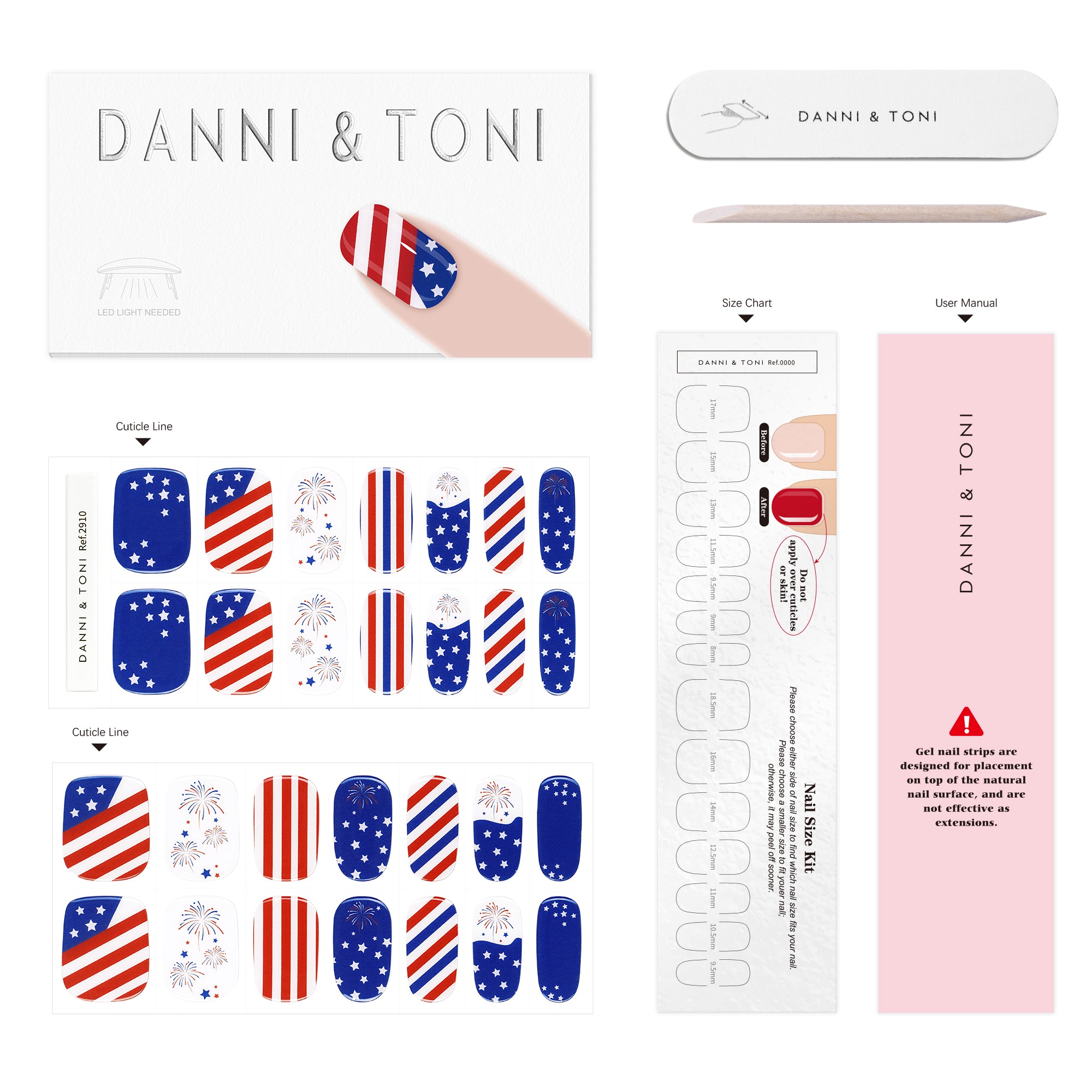 Celebration-Inspired Gel Nail Strips for Summer Festivities | Patriotic Sparkle - 2910