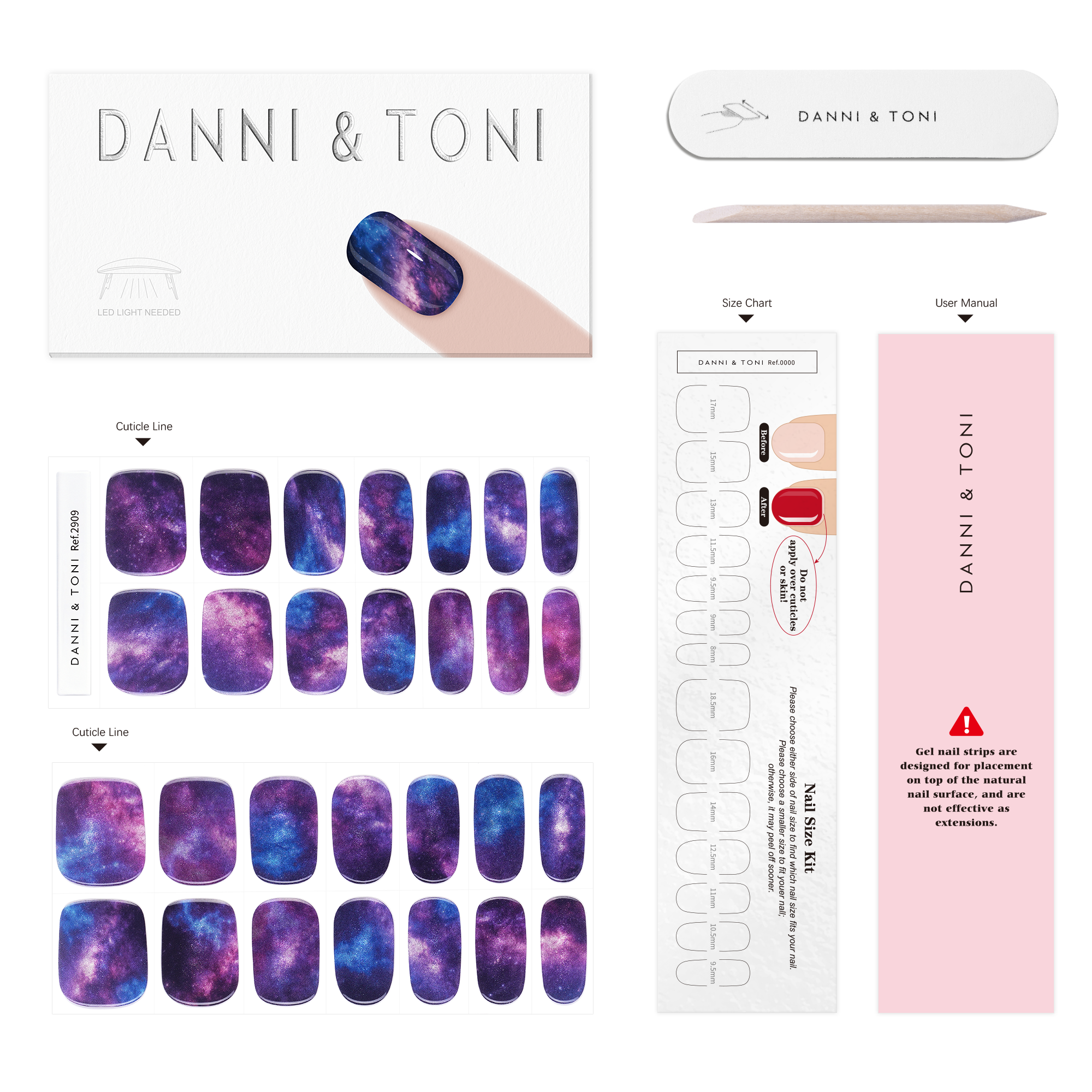 Galaxy Shimmer Gel Nail Strips with Cosmic Iridescent Glow | Cosmic Dream-2909