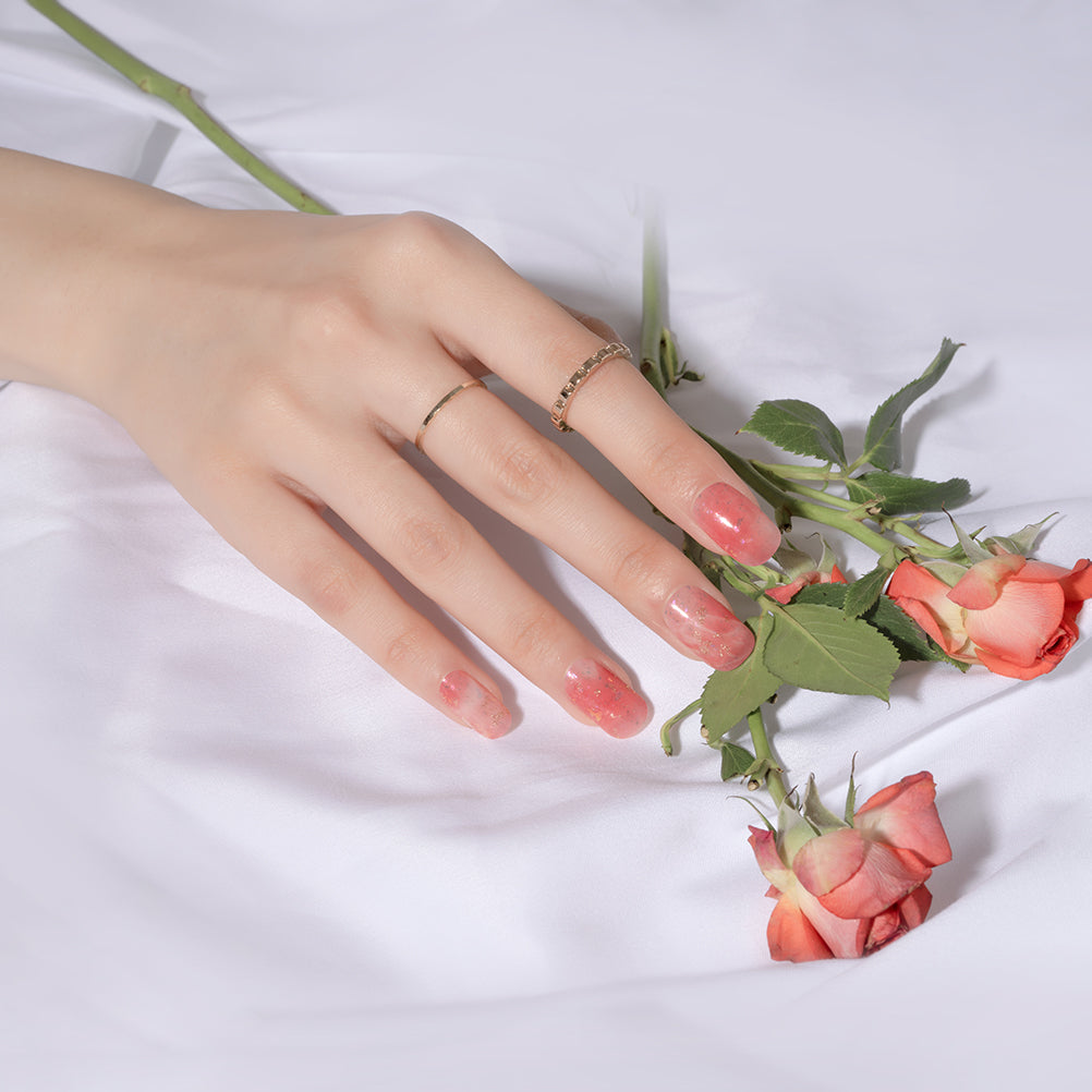 Romantic Rosebud Semi Cured Gel Nail Strips | Cherry Glitz - 3613