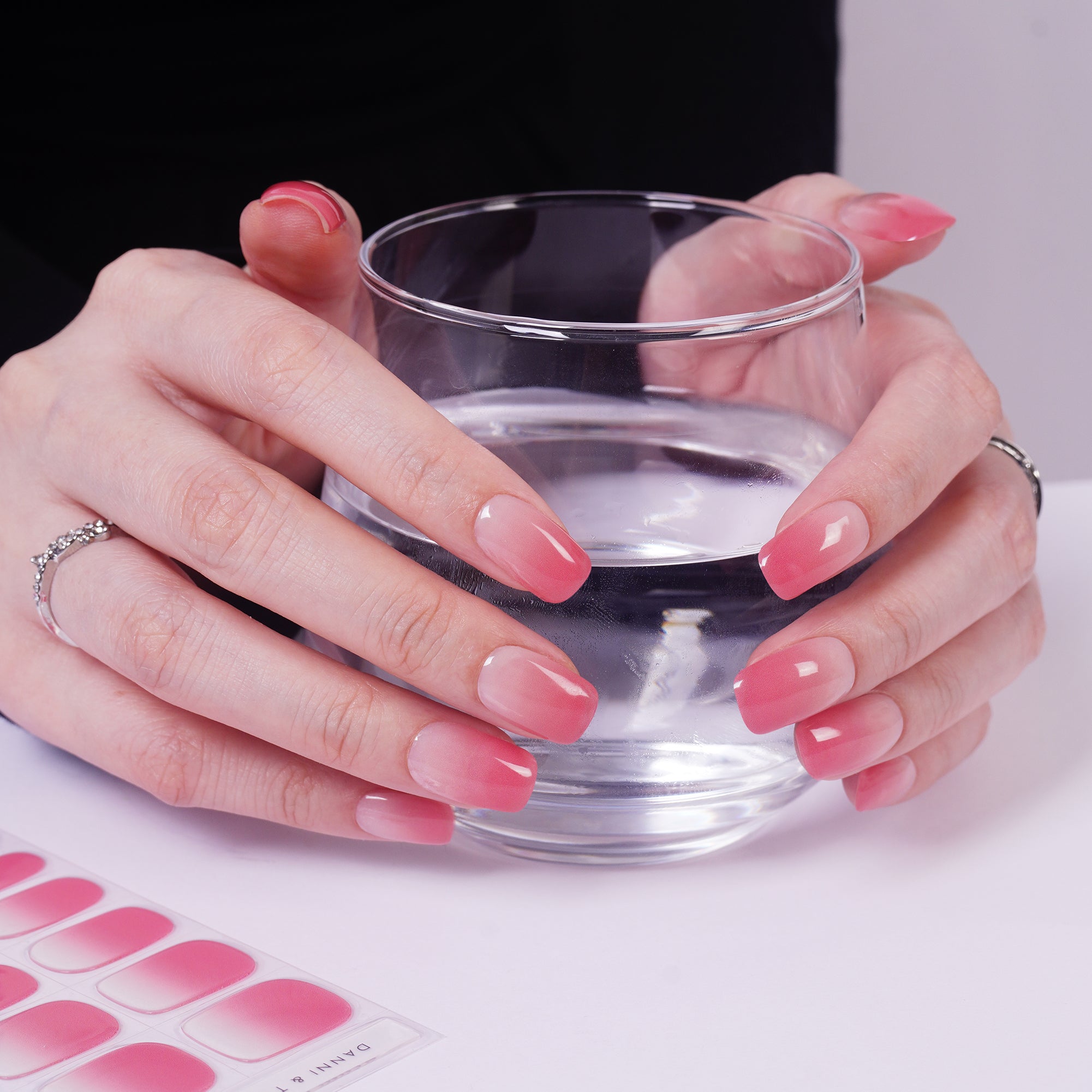 Soft Milky Pink Gel Nail Strips with Glossy Clean Girl Finish | Milky Blush-2914