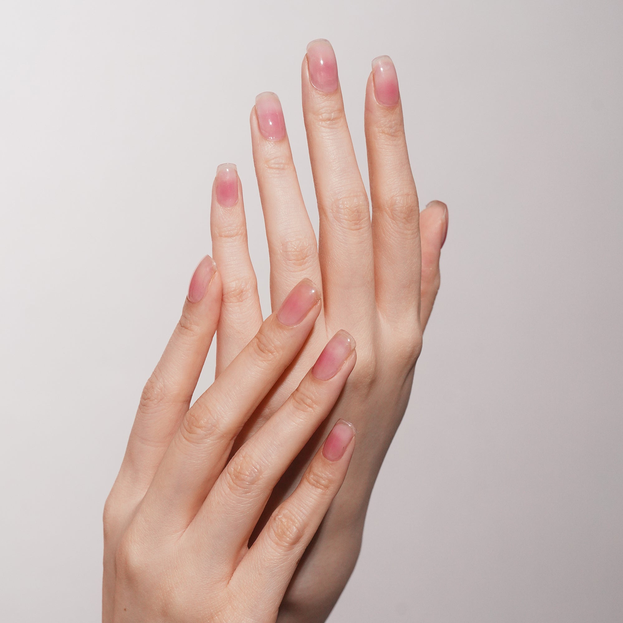 Iridescent Pink Gel Nail Strips with Crystal Shine Glow Finish | Crystal Flush-2915