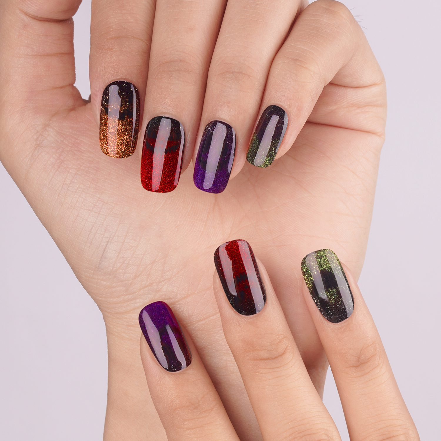Creepy Multi-Color Halloween Semi-Cured Gel Nail Strips | Spooky Night - 2603
