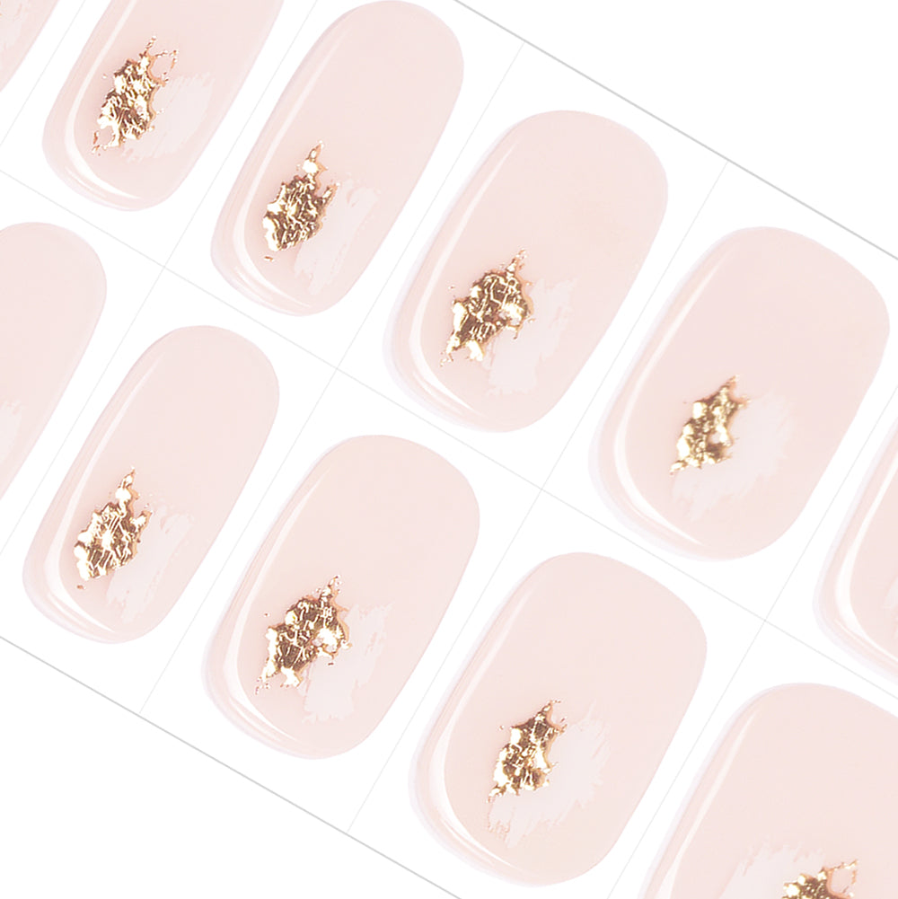 Baby Pink Base with Gold Foil Gel Nail Sticker | Minimalist Chic - 3607 | Danni & Toni 