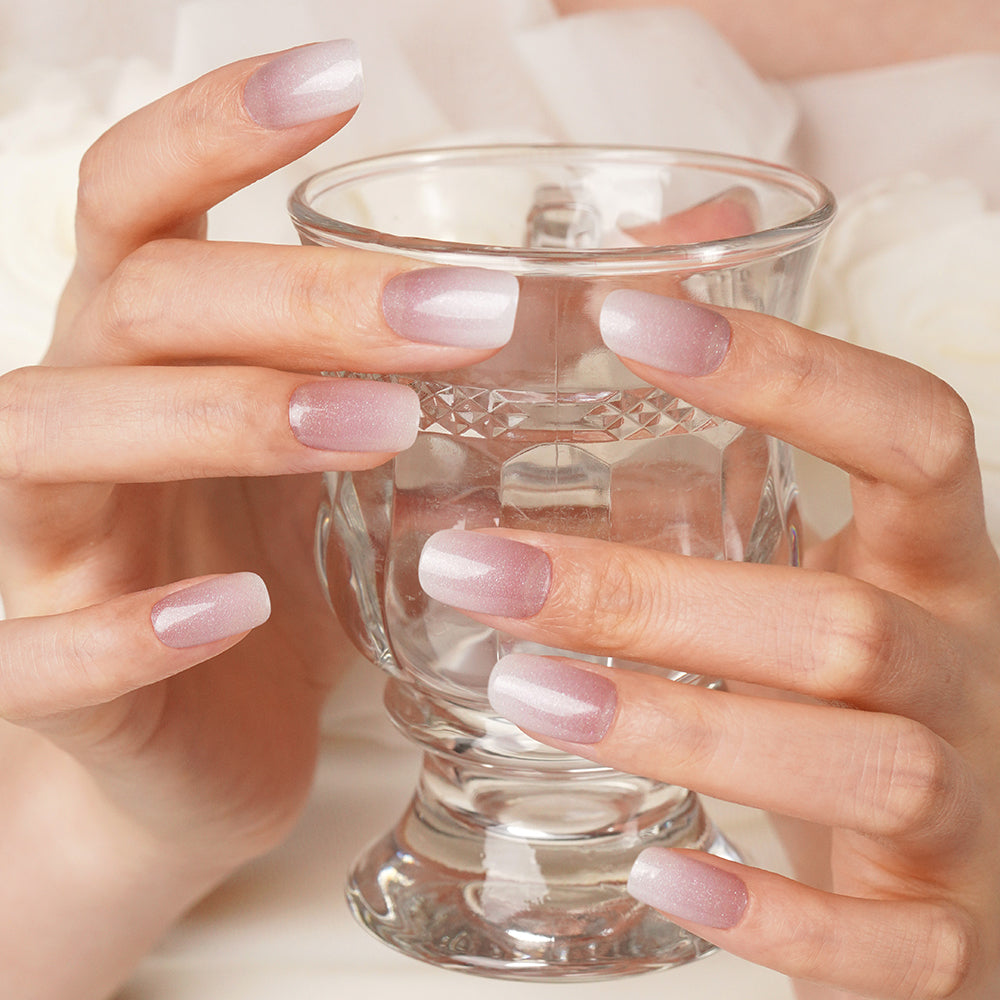 Crystal Shimmer Sheer Elegance Semi Cured Gel Nail Strips | Marshmallow ombre - 3466