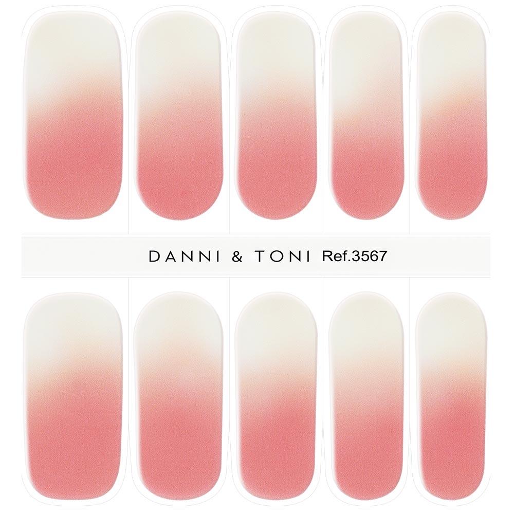 Red & White & Ombre Glaze Gel Nail Strips, 16 strips | Reddish - 3567 | Danni & Toni