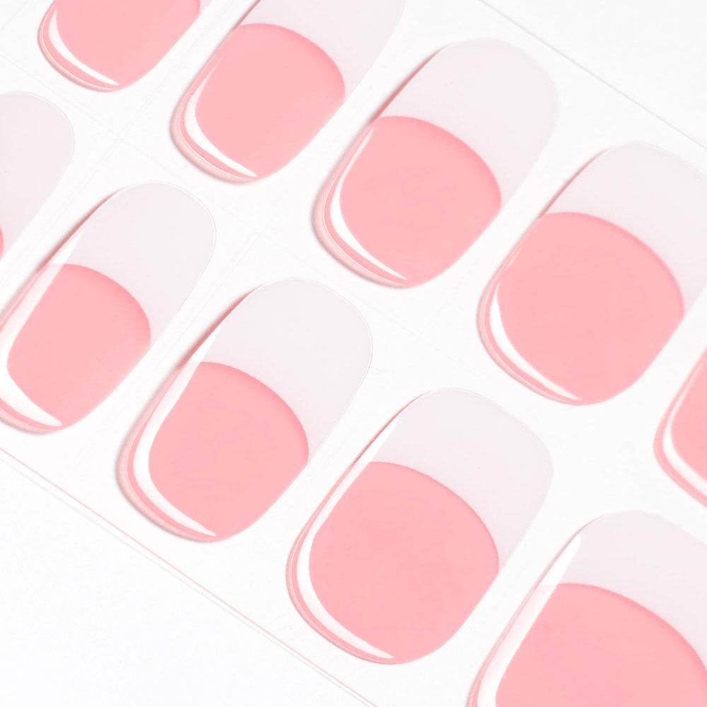 Classic Pink and White French Tips Semi Cured Gel Nail Stickers ...