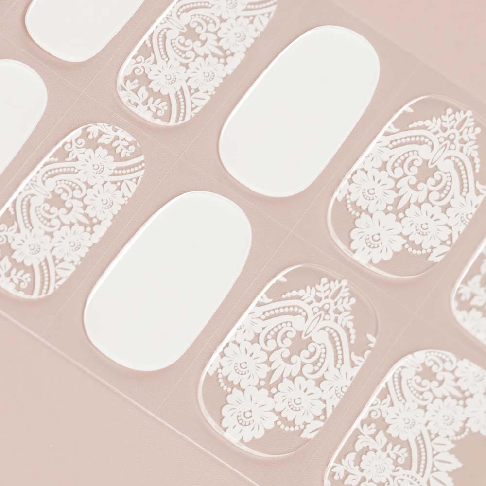 White and Transparent Lace Gel Nail Strips | Exoticism |  Danni & Toni