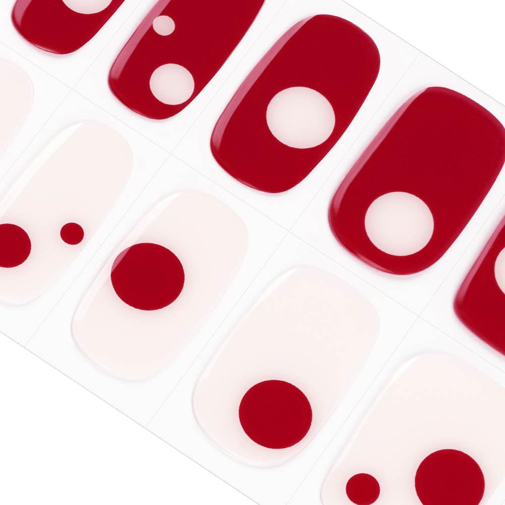 Red & & White Polka Dot Pattern Gel Nail Strips, UV lamp required | Into You | Danni & Toni
