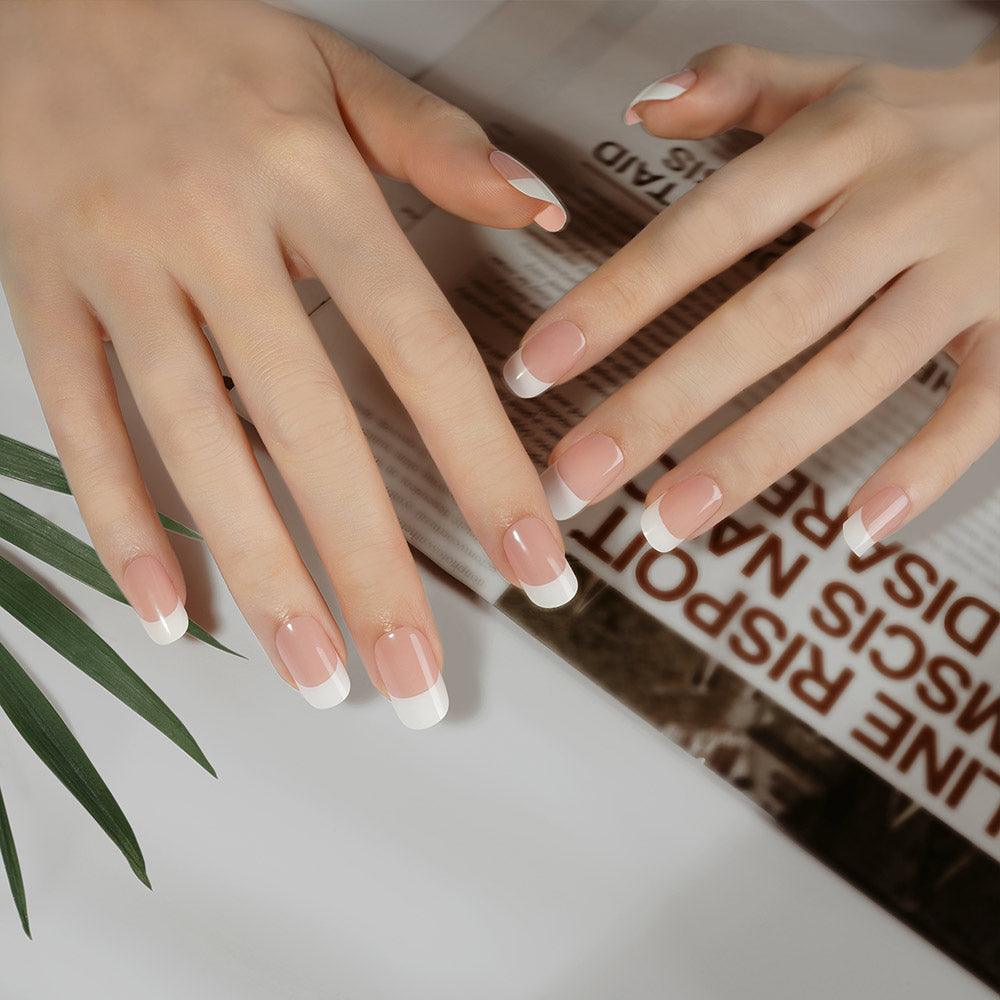 Classic White French Tip Semi Cured Gel Nail Strips| Happy-Go-Lucky |  Danni & Toni