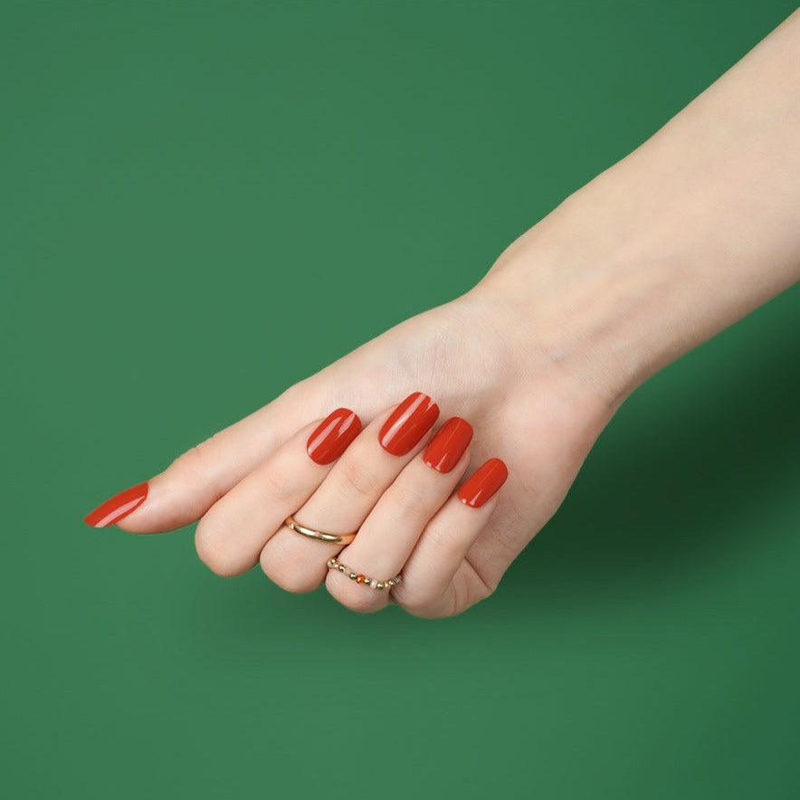 Orange & Sexy Red Color Gel Nail Strips | Tangerine - 3547 | Danni & Toni