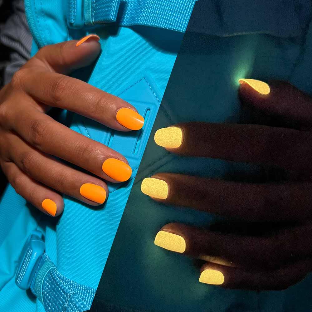 Luminous & Fluorescent Bright Neon Orange Semi Cured Gel Nails Stickers | Neon Fire | Danni & Toni